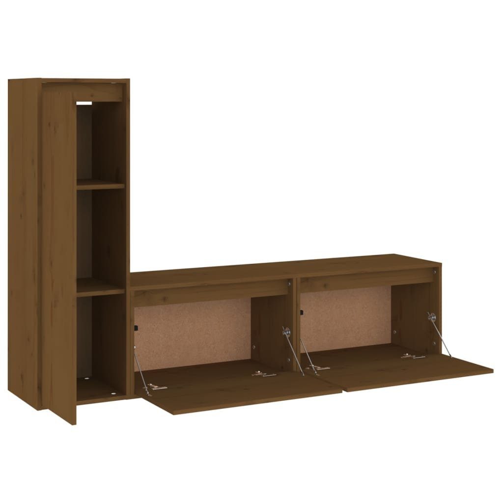 3 Honigbraun (3-St) TV-Schrank Kiefer TV-Schränke Massivholz vidaXL Stk.