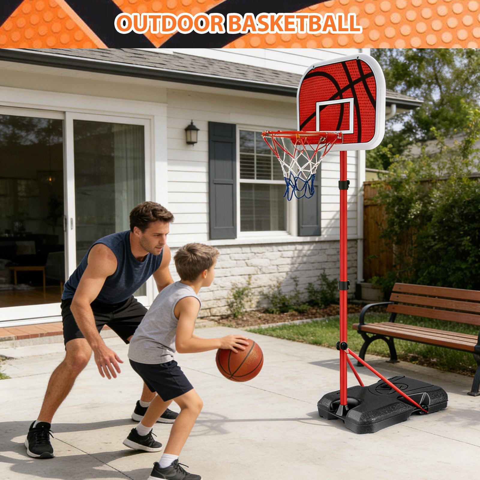 BlingBin Basketballkorb 83-180cm Basketballständer Kinder mit Ball & Pumpe, Indoor/Outdoor (1er Set, 1-St., 1 Stück), Höhenverstellbar Basketball Hoop für Jungen Mädchen ab 3-8 Jahren