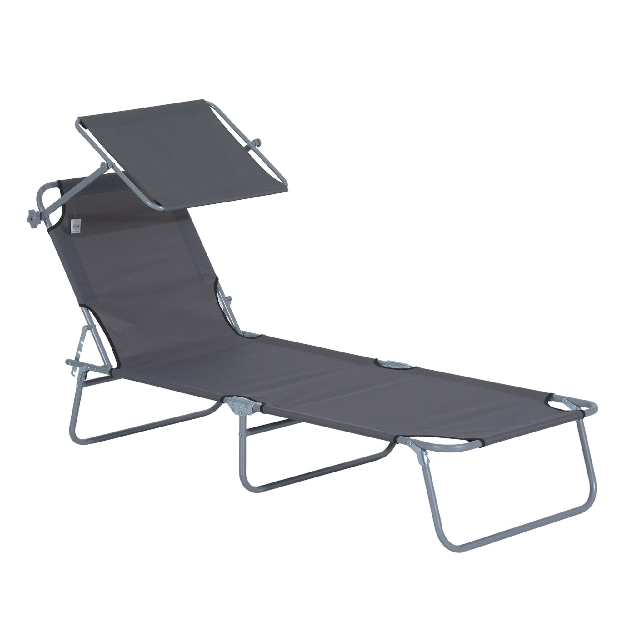 REDOM Gartenliege Gartenliege 187x58x36 cm klappbar mit Sonnendach grau, Packung, 1 St., Leichte & wetterfeste Relaxliege für entspannte Stunden im Freien, Gartenliege & Liegestuhl für Strand, Terrasse & Pool