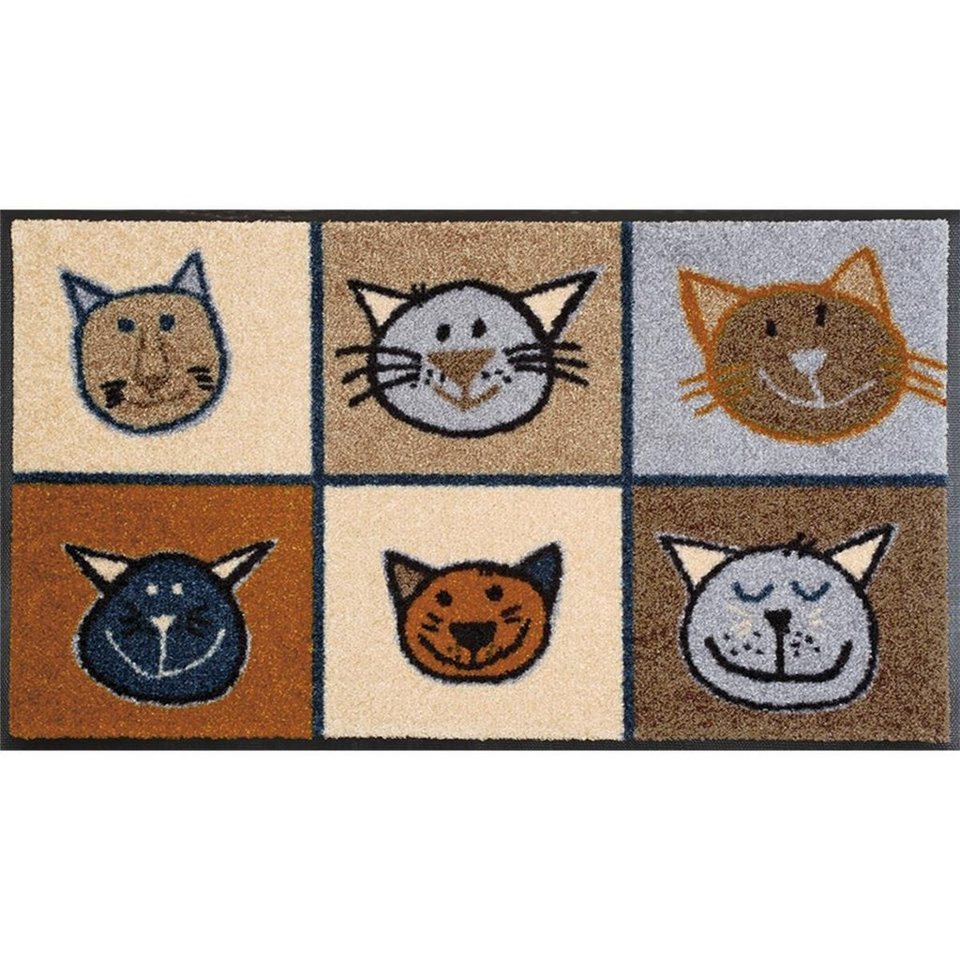 Fußmatte Miau Miau, wash+dry by Kleen-Tex, rechteckig, Höhe: 7 mm,  Schmutzfangmatte, Motiv Katzen, rutschhemmend, waschbar, maschinenwaschbar