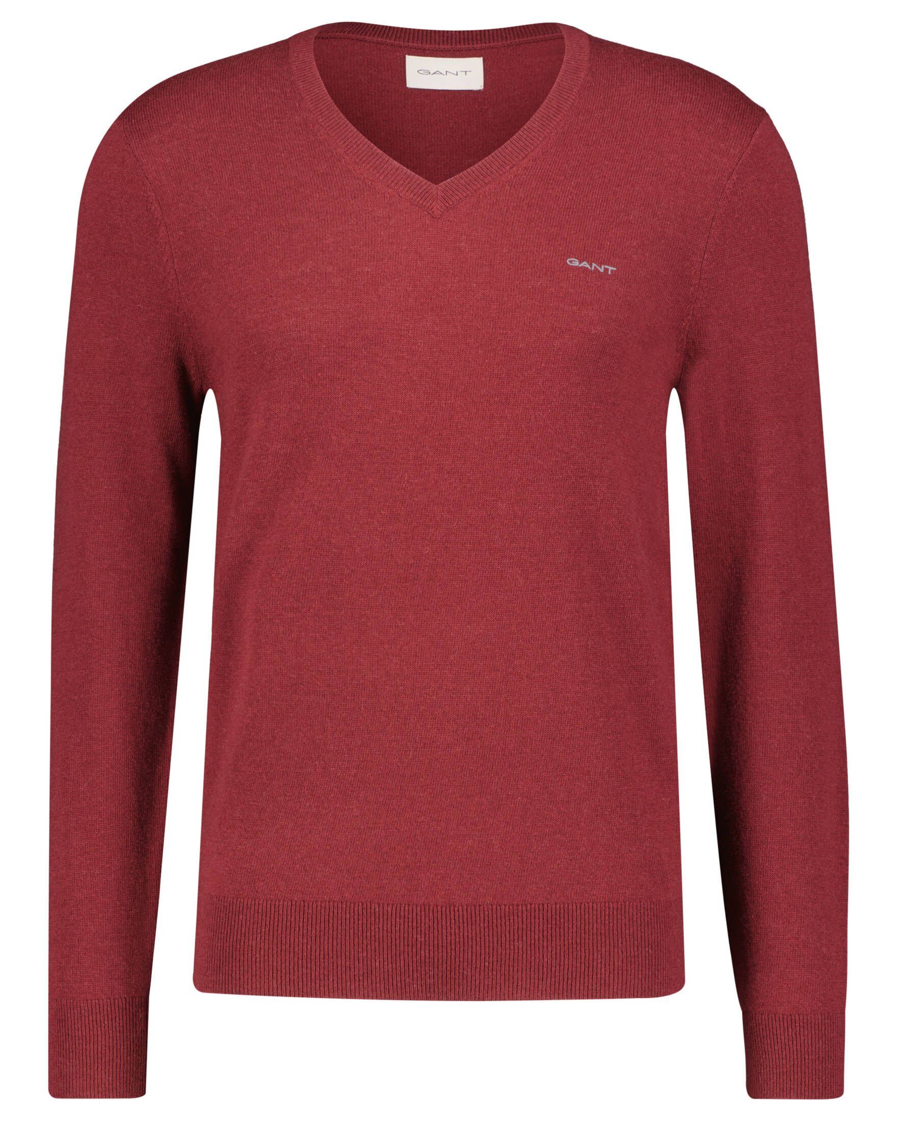 Gant Strickpullover Herren mit (65) Schurwolle EXTRAFINE plum (1-tlg) Strickpullover