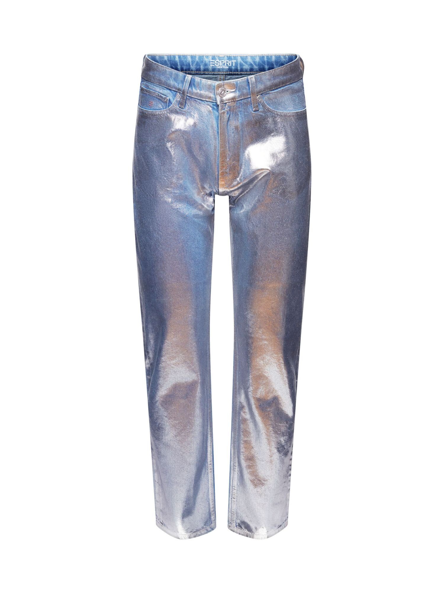 Straight-Jeans und geradem Jeans Metallic-Finish mit Esprit Bein
