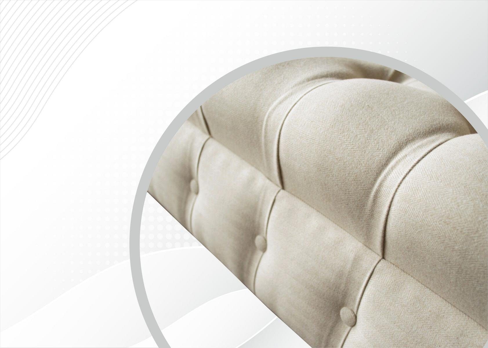 JVmoebel Chesterfield-Sofa Luxus Couch Design, 3-Sitzer Dreisitzer Made in Neu Europe Chesterfield Creme