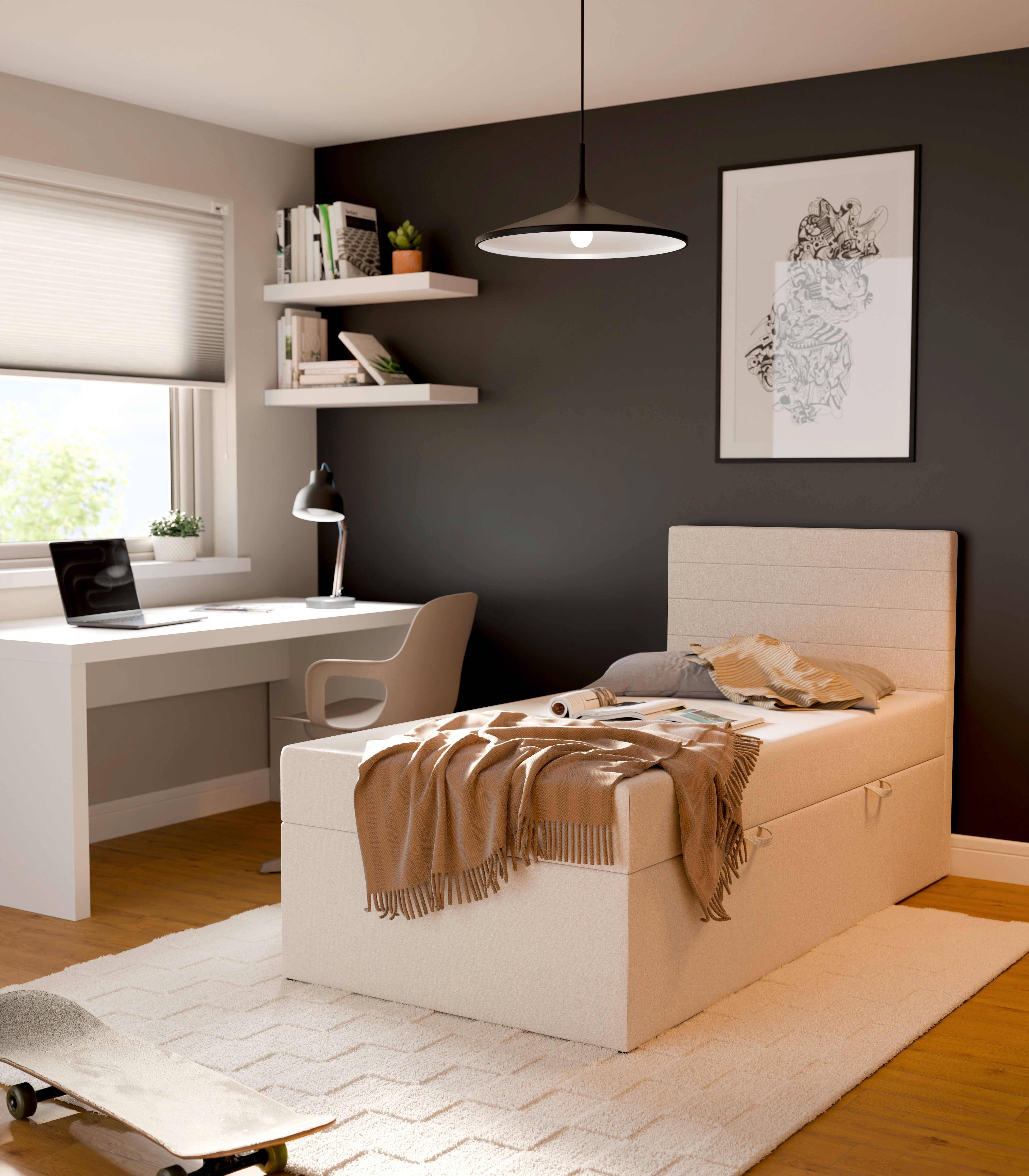 FORTE Einzelbett LUNO inkl. Bettkasten, Breite: 100cm