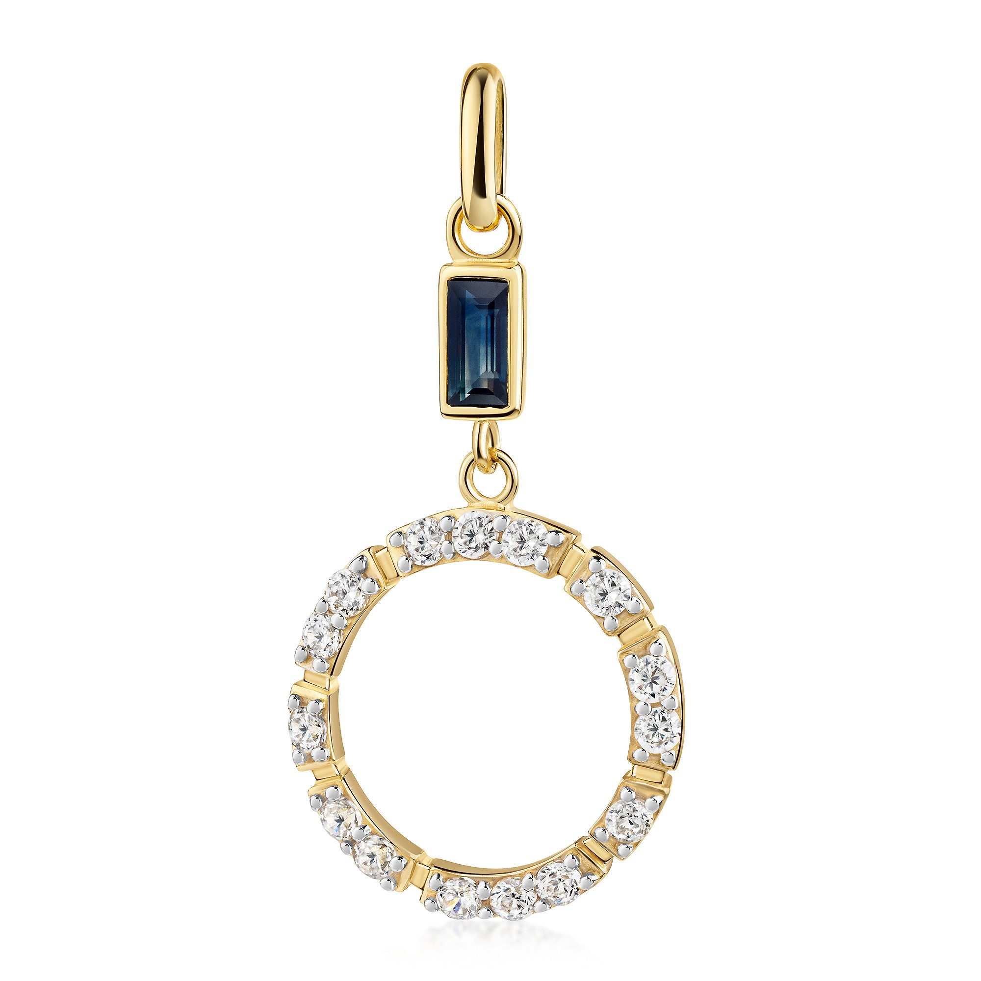 Firetti Kettenanhänger Schmuck Geschenk Gold 333 Halsschmuck Anhänger Baguette Kreis, mit Zirkonia (synth), Saphir