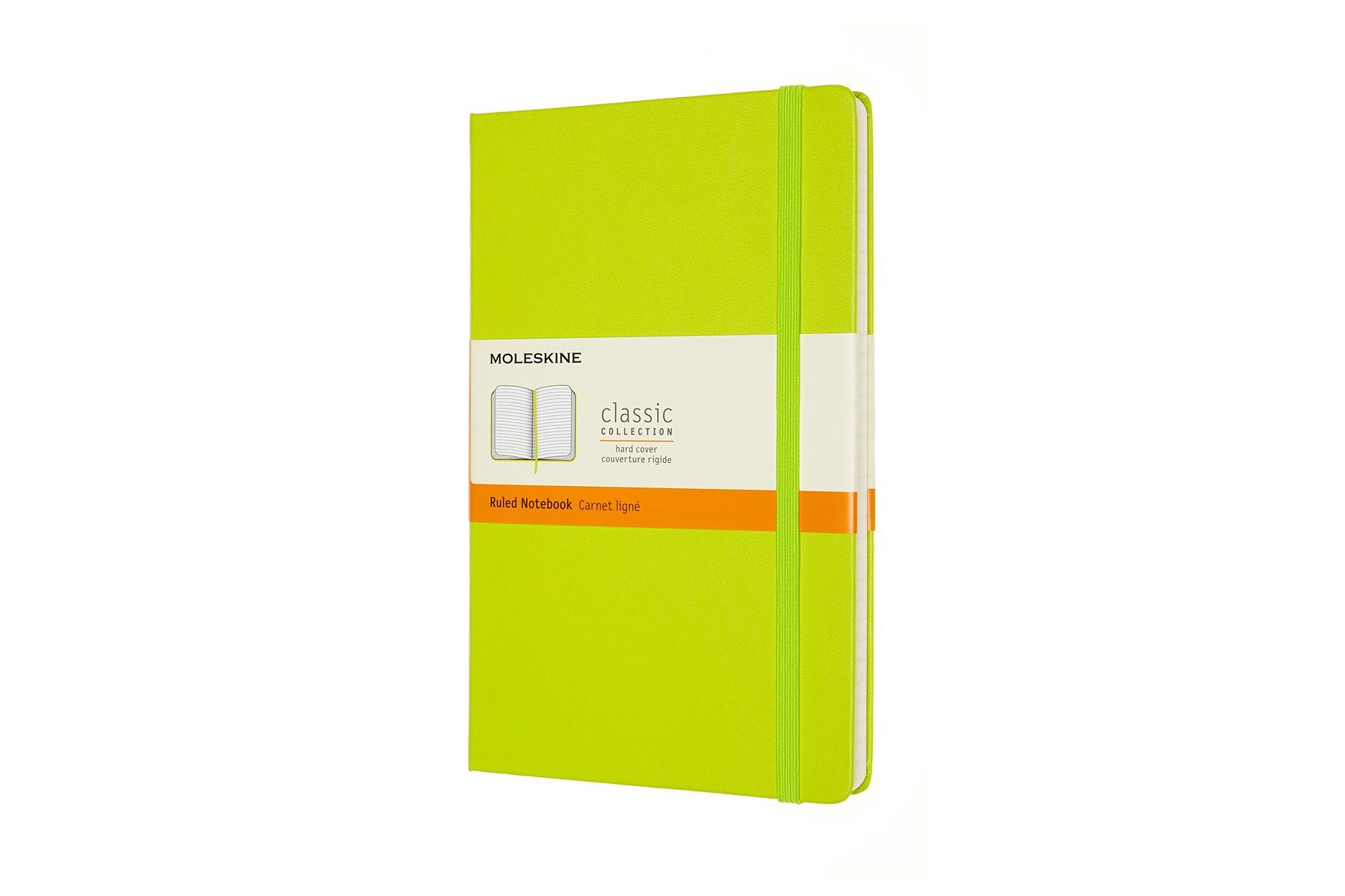(13x21) mit Classic Collection L/A5 MOLESKINE Limetten - 70g-Papier Notizbuch, Groß - festem Grün Einband