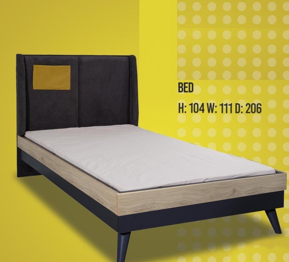 (Bett), Betten Jugendzimmer Schwarz Bett In Bettgestell Made Holz Kinderzimmer Bett JVmoebel Europe