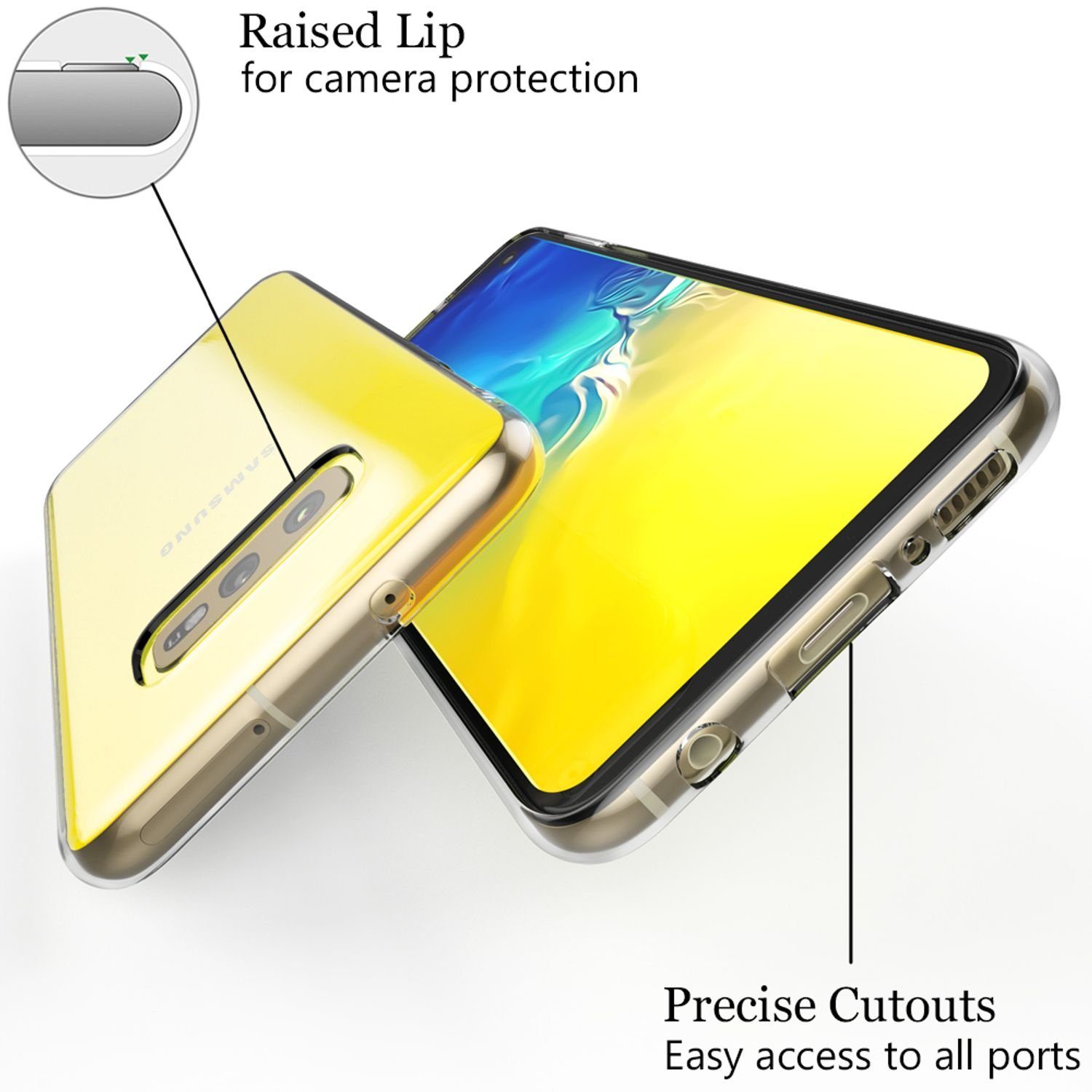 Nalia Smartphone-Hülle Samsung Galaxy S10e 14,7 cm (5,8 Zoll), GLAZE Case - Transparentes Silikon, Anti-Watermark & Schlank