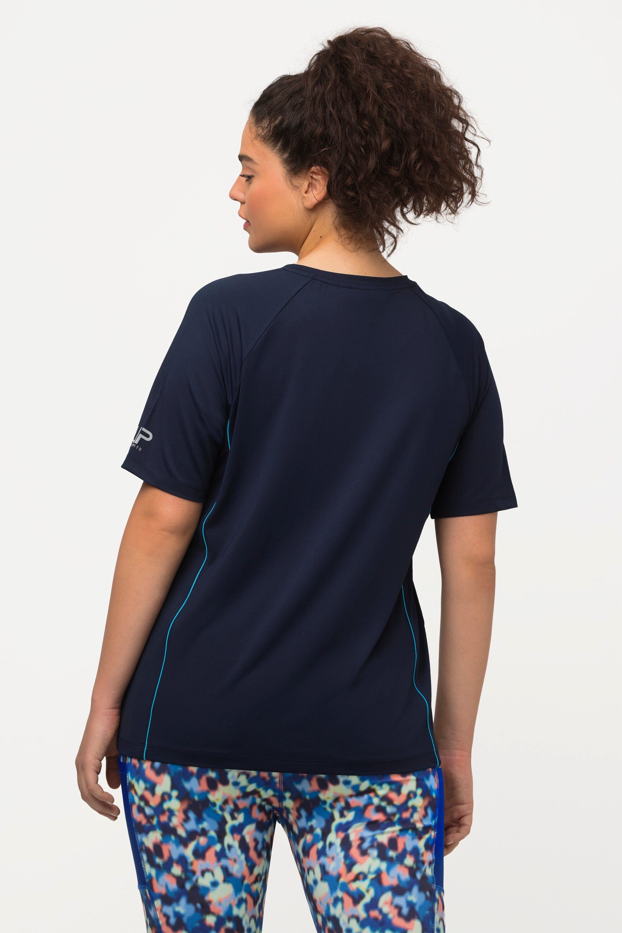 Rundhalsshirt T-Shirt UV-Schutz marine Halbarm Ulla 50+ V-Ausschnitt Popken