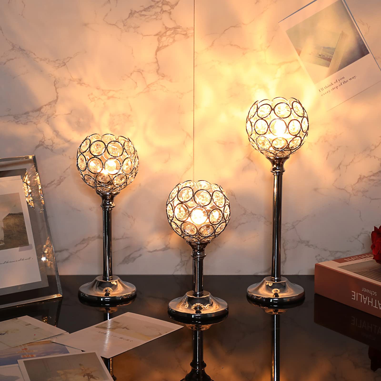 Coonoor Kerzenständer 3er-Set Kerzenhalter, vintage, Teelichthalter aus Kri günstig online kaufen