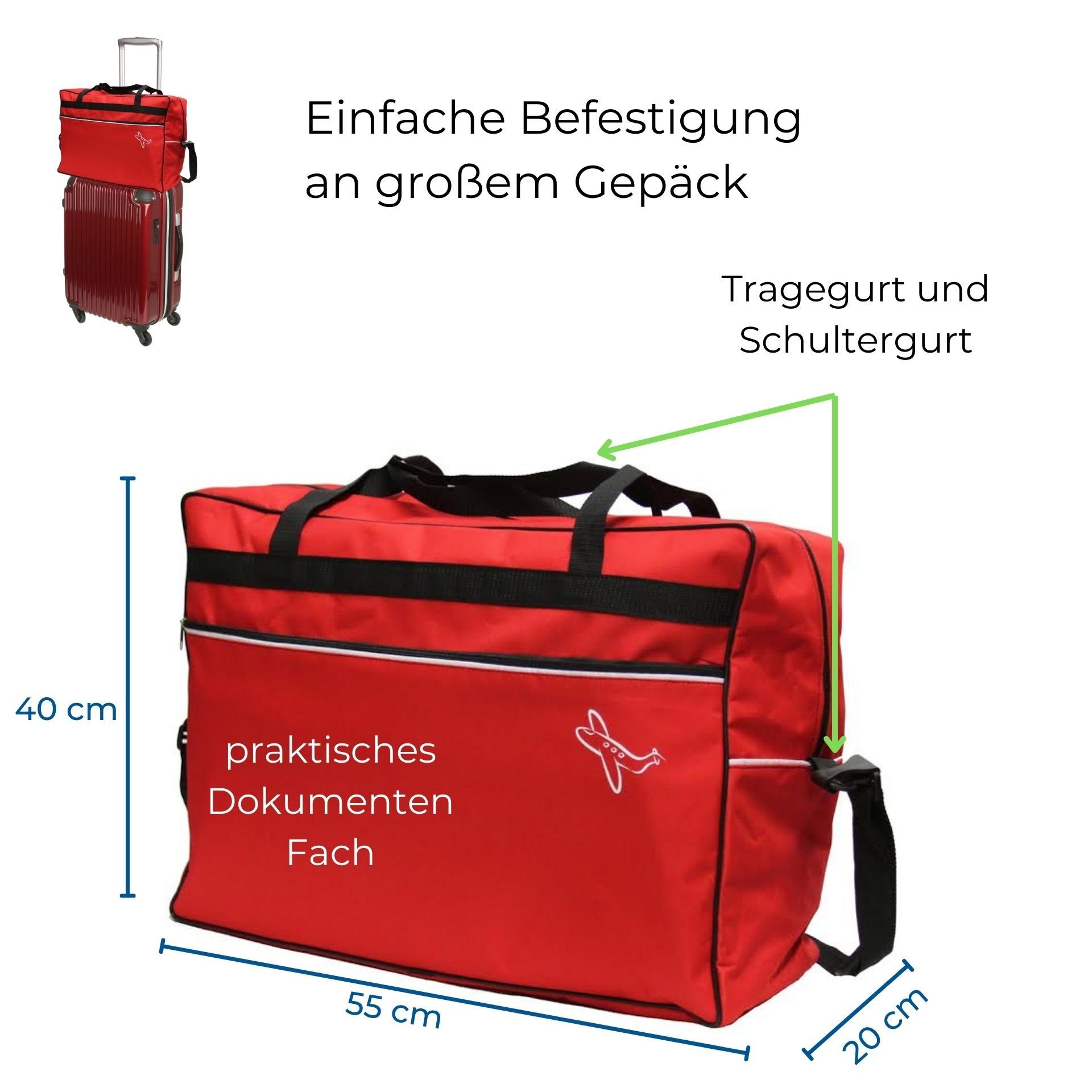 REISETASCHE Reisetasche Koffer cm Boardgepäck x 20 Reise Aves-24 HANDGEPÄCK, 55 40 x Rot