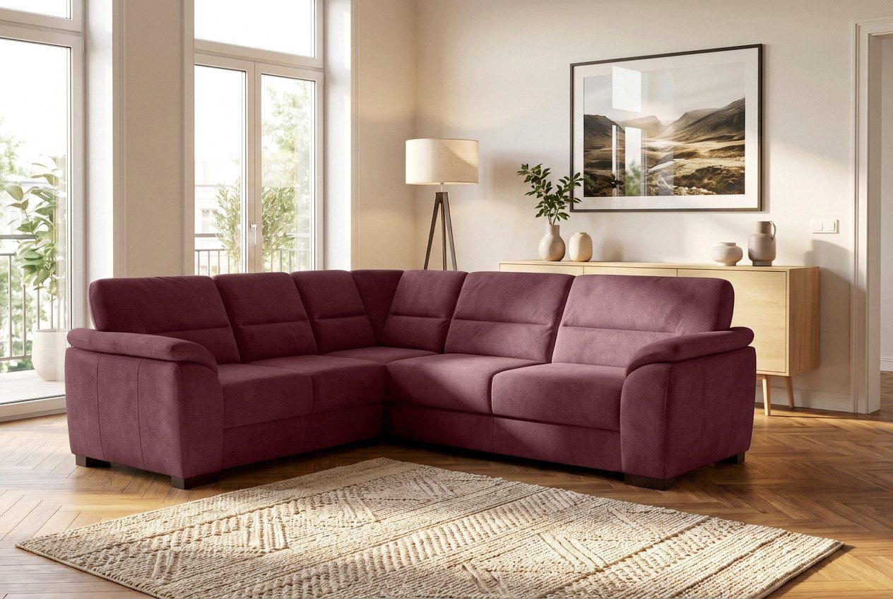 sit&more Ecksofa Montego L-Form, B: 256 cm, große Stoffauswahl, Komfortsitzhöhe 46 cm, mit Schlaffunktion und Schubkasten mit Stauraum