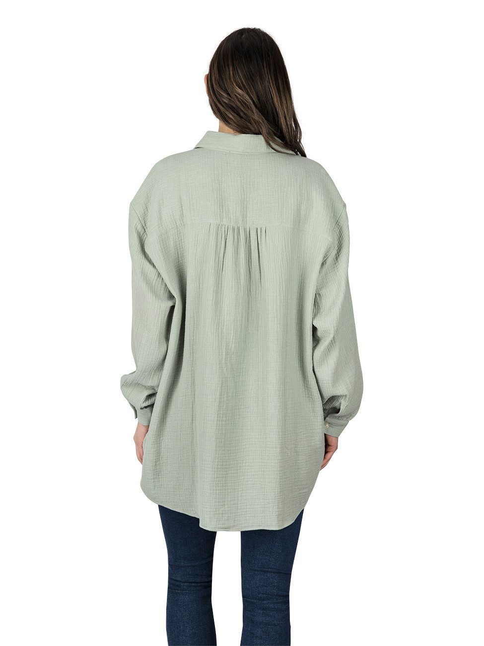 DENIMFY Hemdbluse Damen Bluse DFMathilda Oversize Fit Basic Musselin Hemd aus 100% Baumwolle