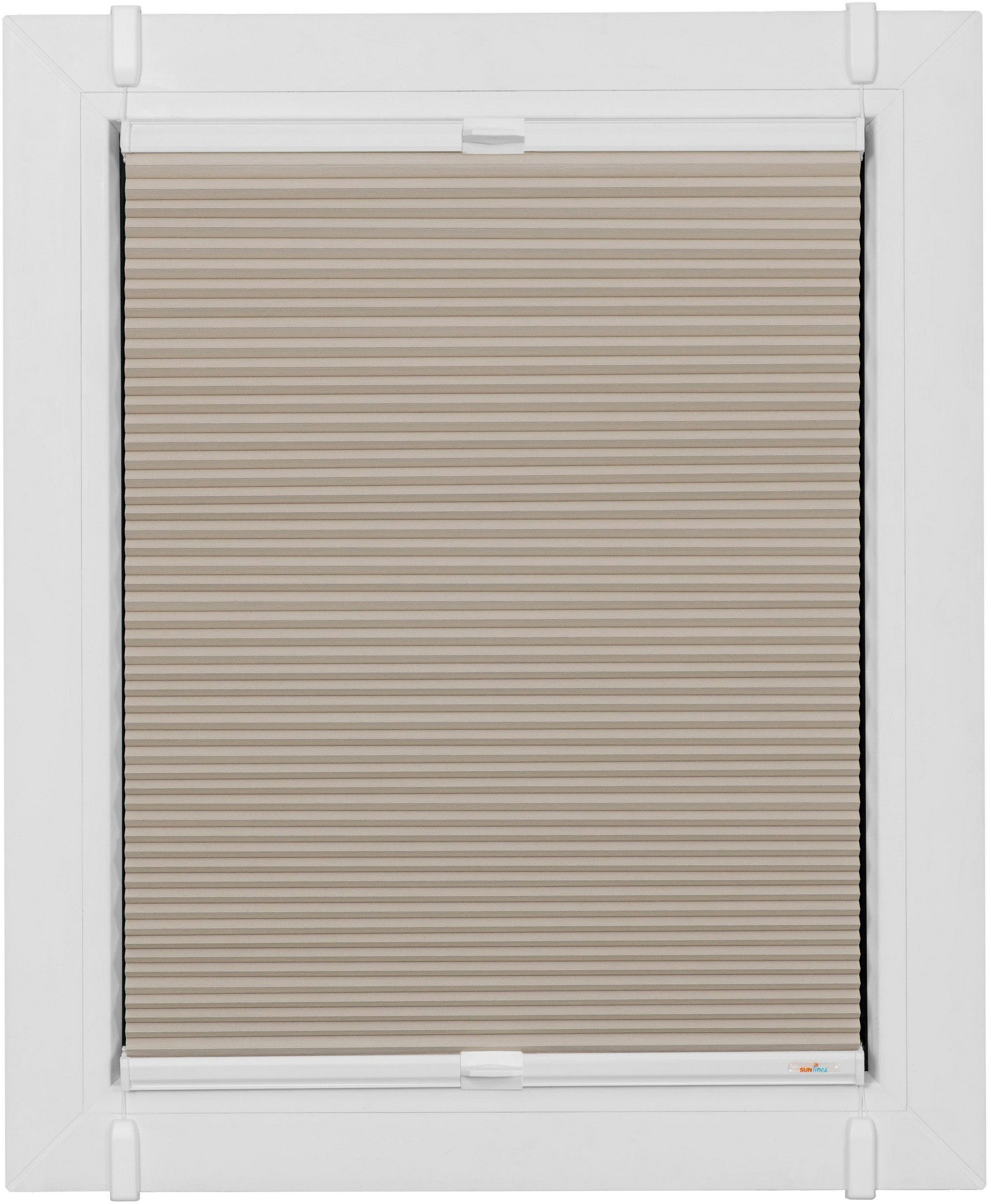 sunlines Plissee, ohne Bohren, verspannt, Klemmfix, verspannt mit Simply-Fix Klemmträger, Wabenplissee