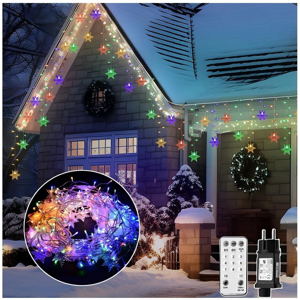 XIIW LED-Lichterkette 9m 360LEDs Schneeflocke Lichtervorhang Warmweiß-Bunt Speicherfunktion, 11 Modi, Stufenlos Dimmbar, Timer, 31V, …