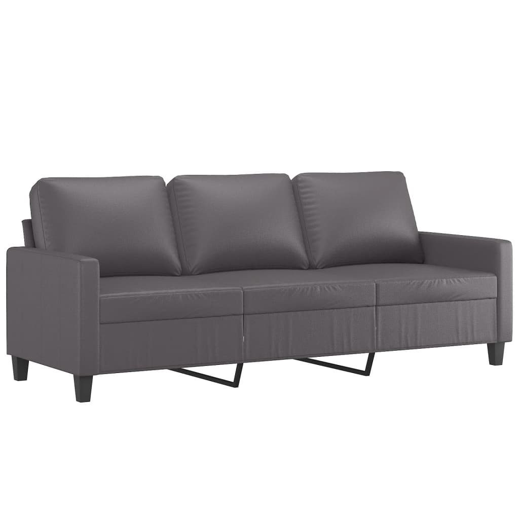 Grau Sofagarnitur Kissen Sofa vidaXL mit 2-tlg. Kunstleder