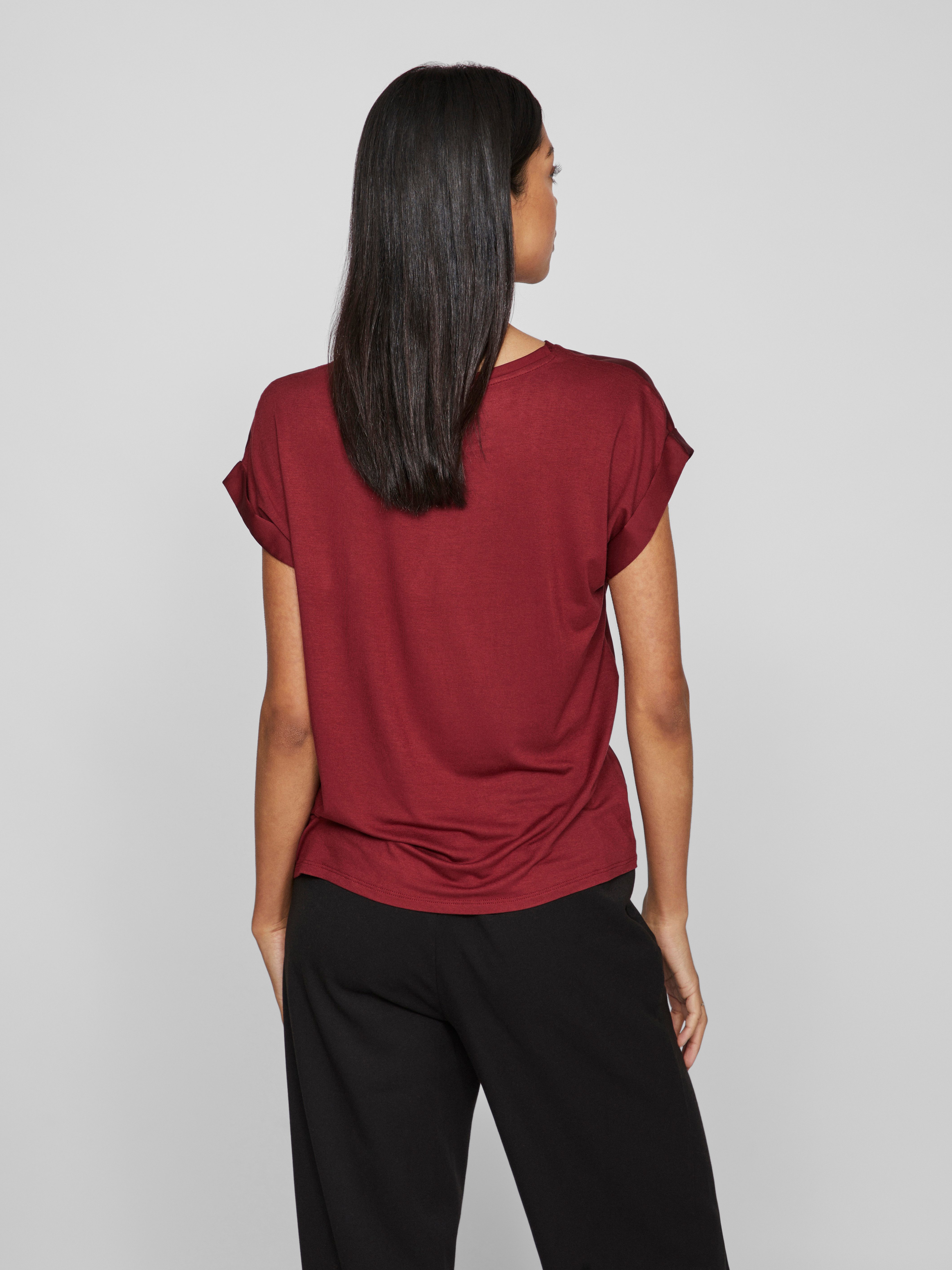 Vila Kurzarmshirt VIELLETTE S/S SATIN TOP - NOOS Kunstfaser, regular fit