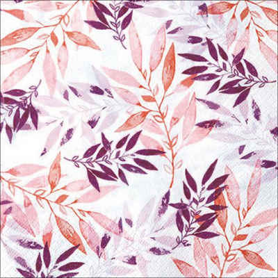 H-Erzmade Einweggeschirr-Set Servietten - Wasserfarben Blätter rosa/lila - 33x3, Papier
