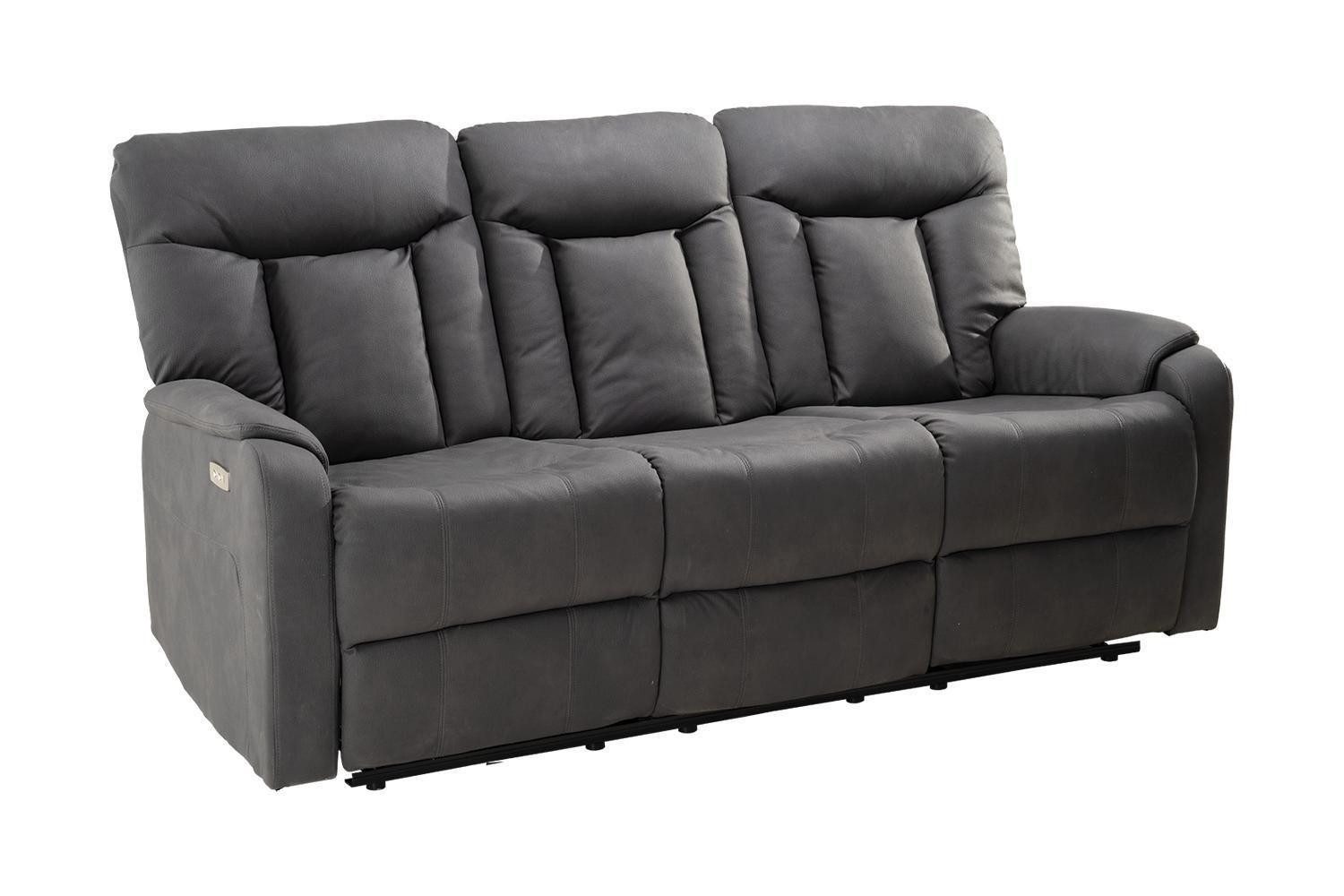 Femo Trade 3-Sitzer FM-3215, Anthrazit, Mikrofaser, USB-Anschluss, 1-motorig, elektrische Relaxfunktion, B 186 x H 100 x T 93 cm