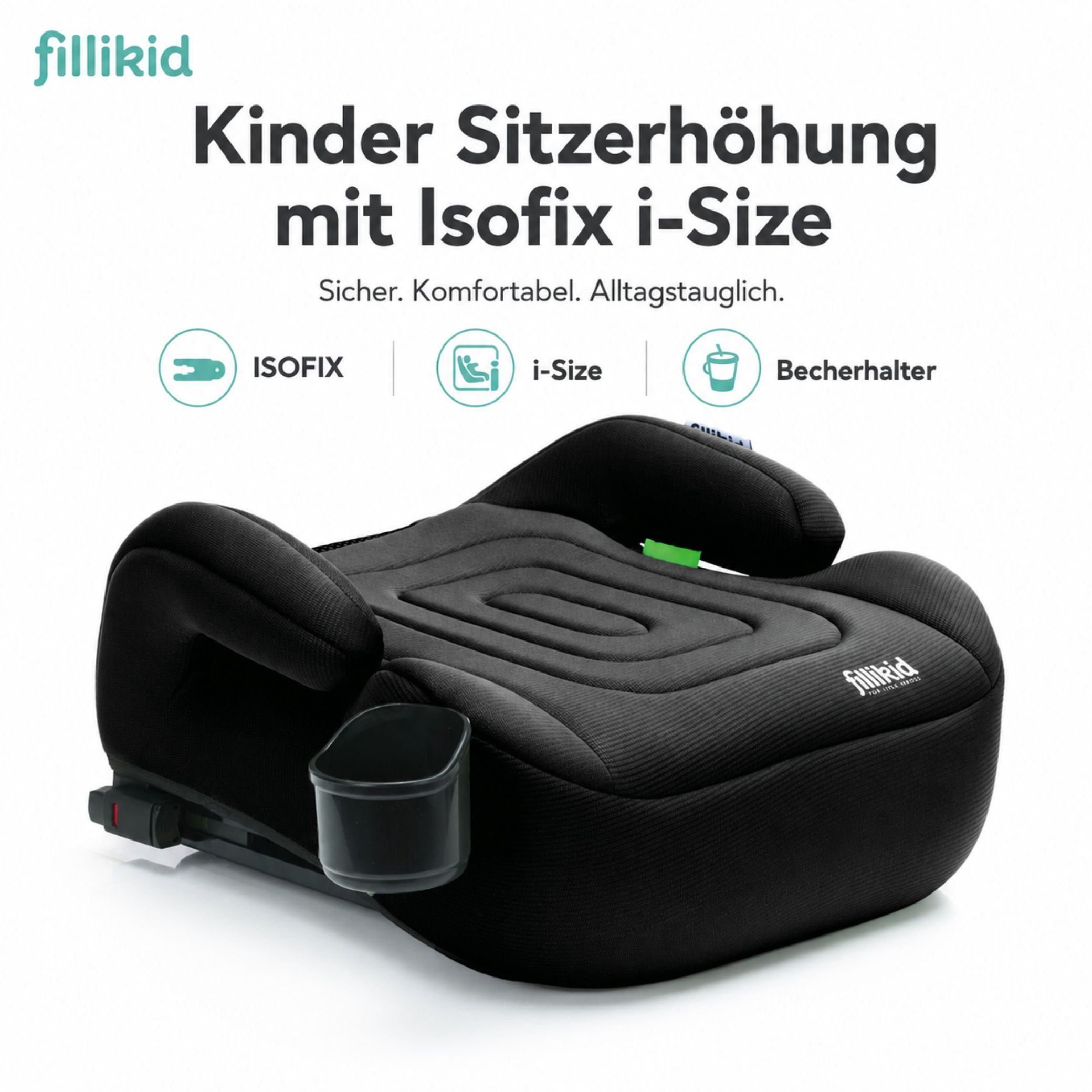 Fillikid Kindersitzerhöhung Sitzerhöhung mit verlängerbarer Isofix i-size Exklusiv