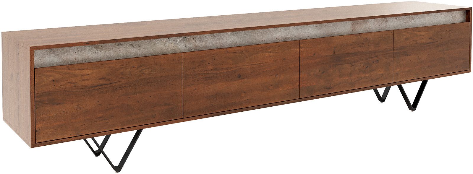 DELIFE Lowboard Stonegrace, Akazie Braun Schiefer 200 cm 4 Schubladen V-Fuß günstig online kaufen