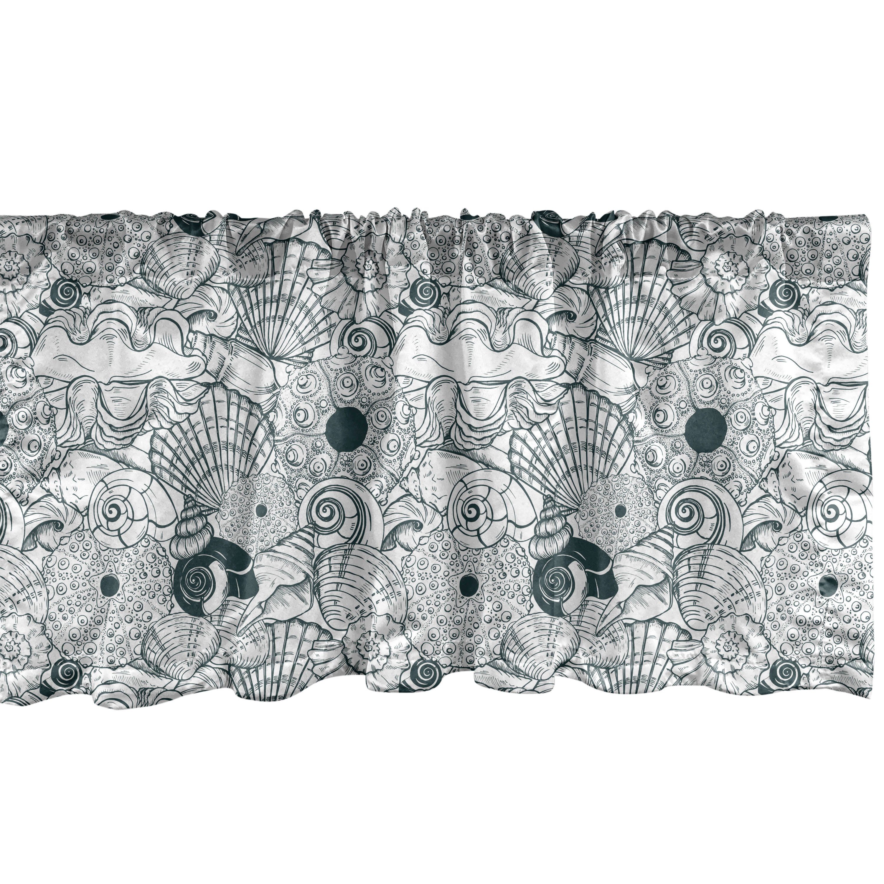 Scheibengardine Vorhang Volant für Küche Schlafzimmer Dekor mit Stangentasche, Abakuhaus, Microfaser, Unterwasser- Sea Shells und Urchins