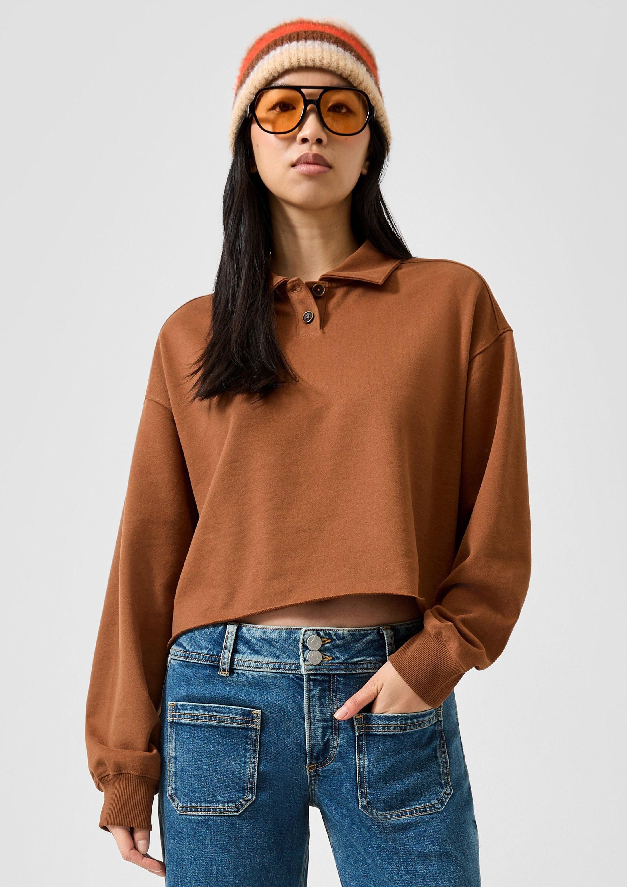 QS Sweatshirt Sweatshirt Cropped Polo-Sweatshirt