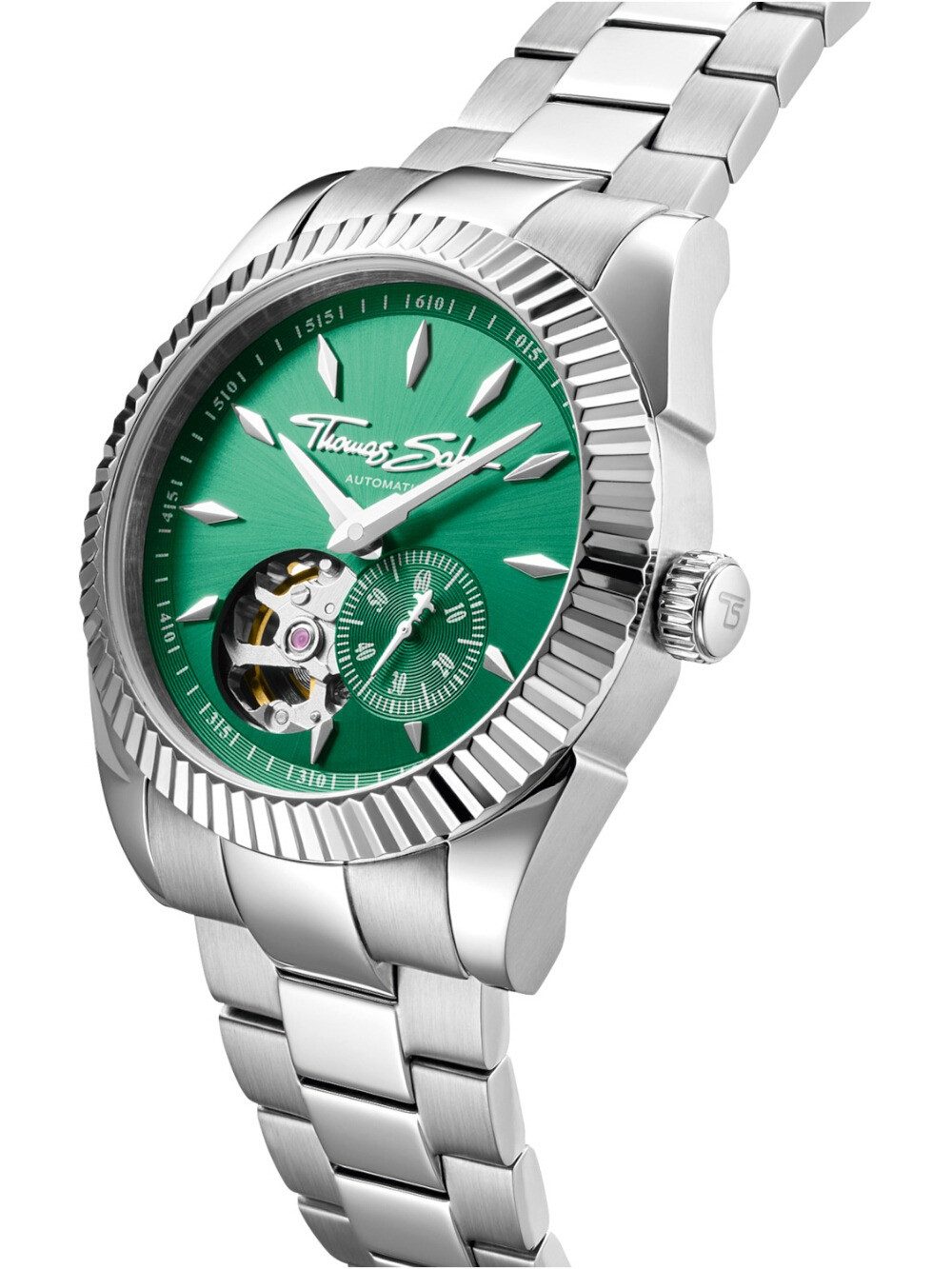 THOMAS SABO Automatikuhr Thomas Sabo WA0419-201-211 Damenuhr Smaragdgrün Automatik 36mm 5ATM Thomas Sabo WA0419-201-211 Damenuhr Smaragdgrün Automatik 36mm 5ATM