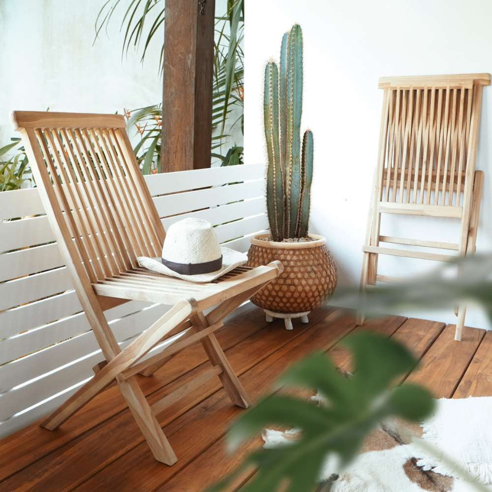 LebensWohnArt Gartenstuhl 2tlg. Teak Klappstuhl-Set KURSI günstig online kaufen