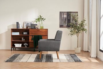 HAUSS SPLOE Ohrensessel Mid Century Modern Stoffarmstuhl, Walnuss