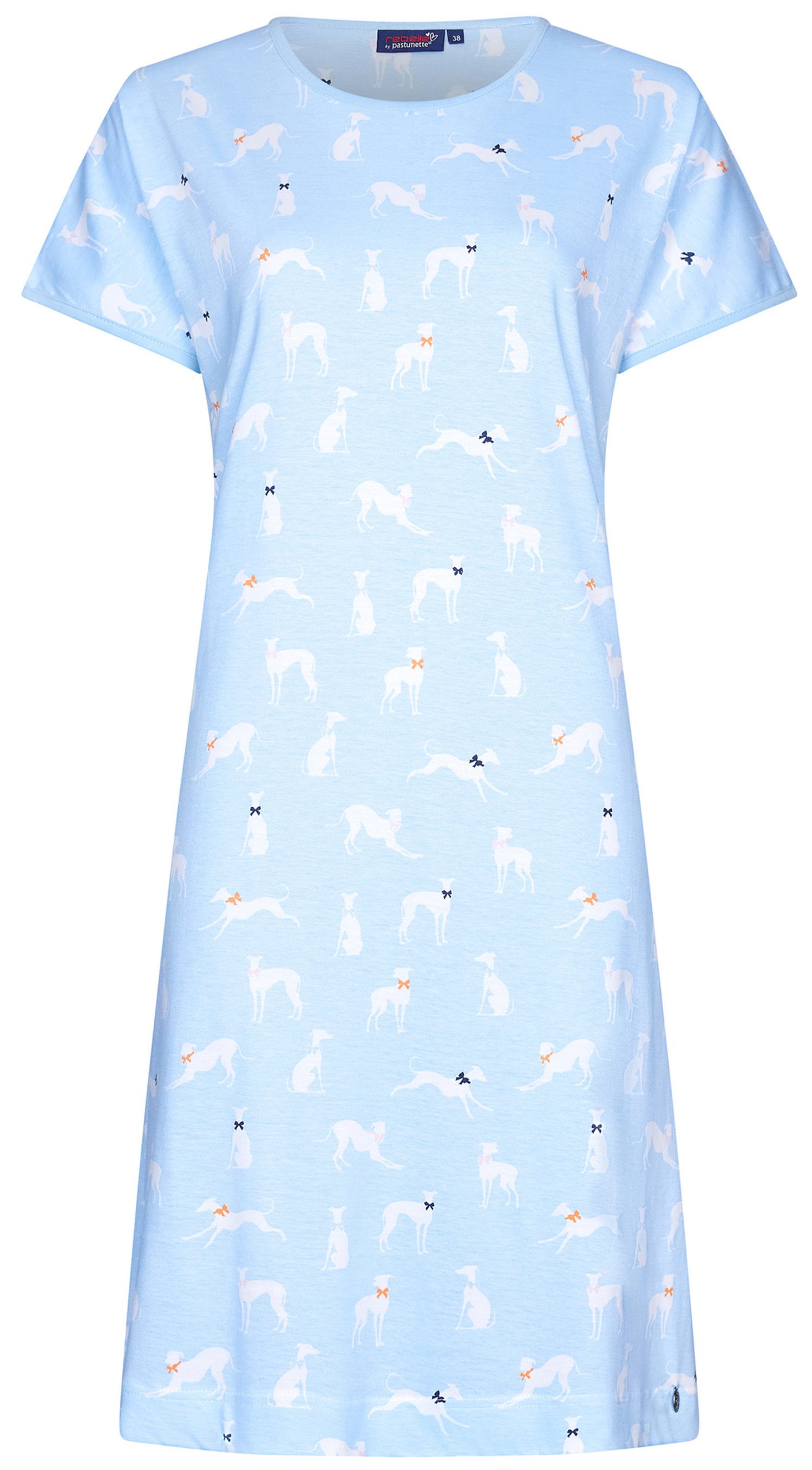 Rebelle Nachthemd Damen Schlafshirt mit Kurzarm (1-tlg) Hund