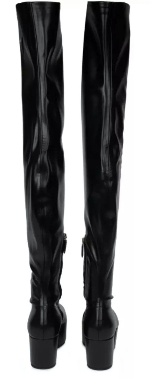 PRADA Over-the-knee Platform Boots Overkneestiefel Debütiert Runway, auffälligen Absatz, Plateausohle gesetzt