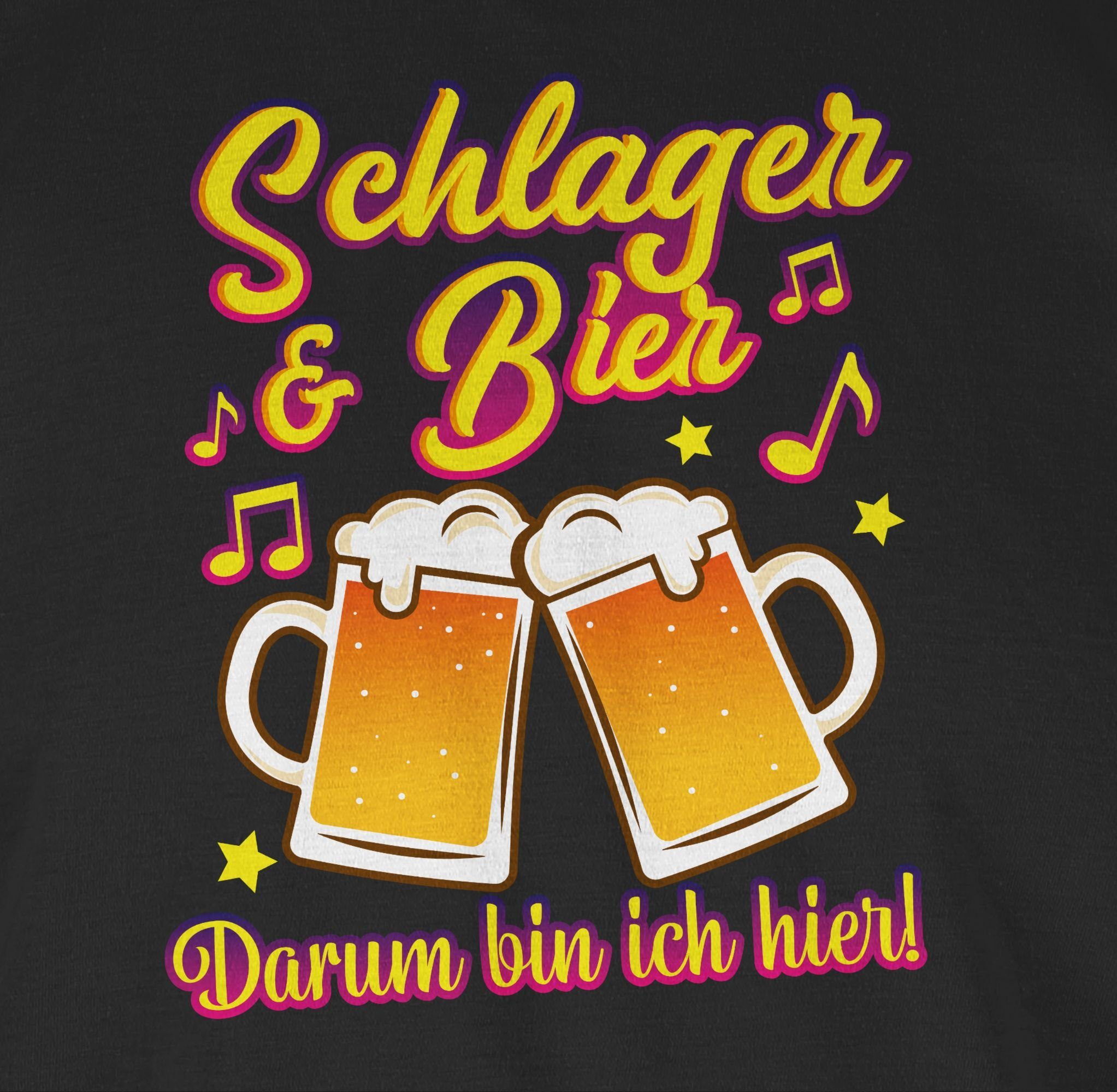Party T-Shirt Schlager hier! Schlager ich darum 01 Shirtracer bin Bier Schwarz & Outfit