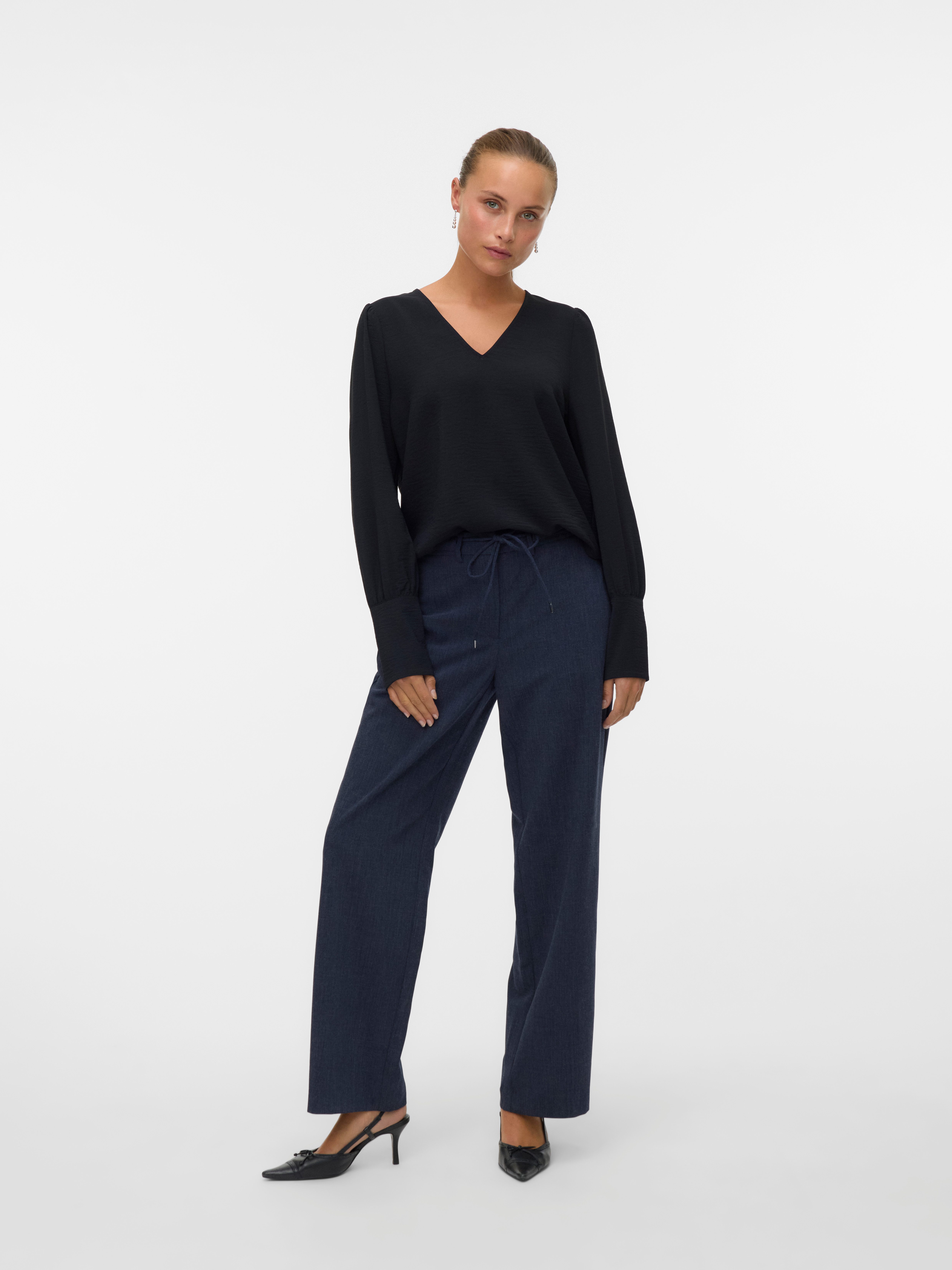 Vero Moda Langarmbluse VMESME LS V-NECK TOP WVN GA