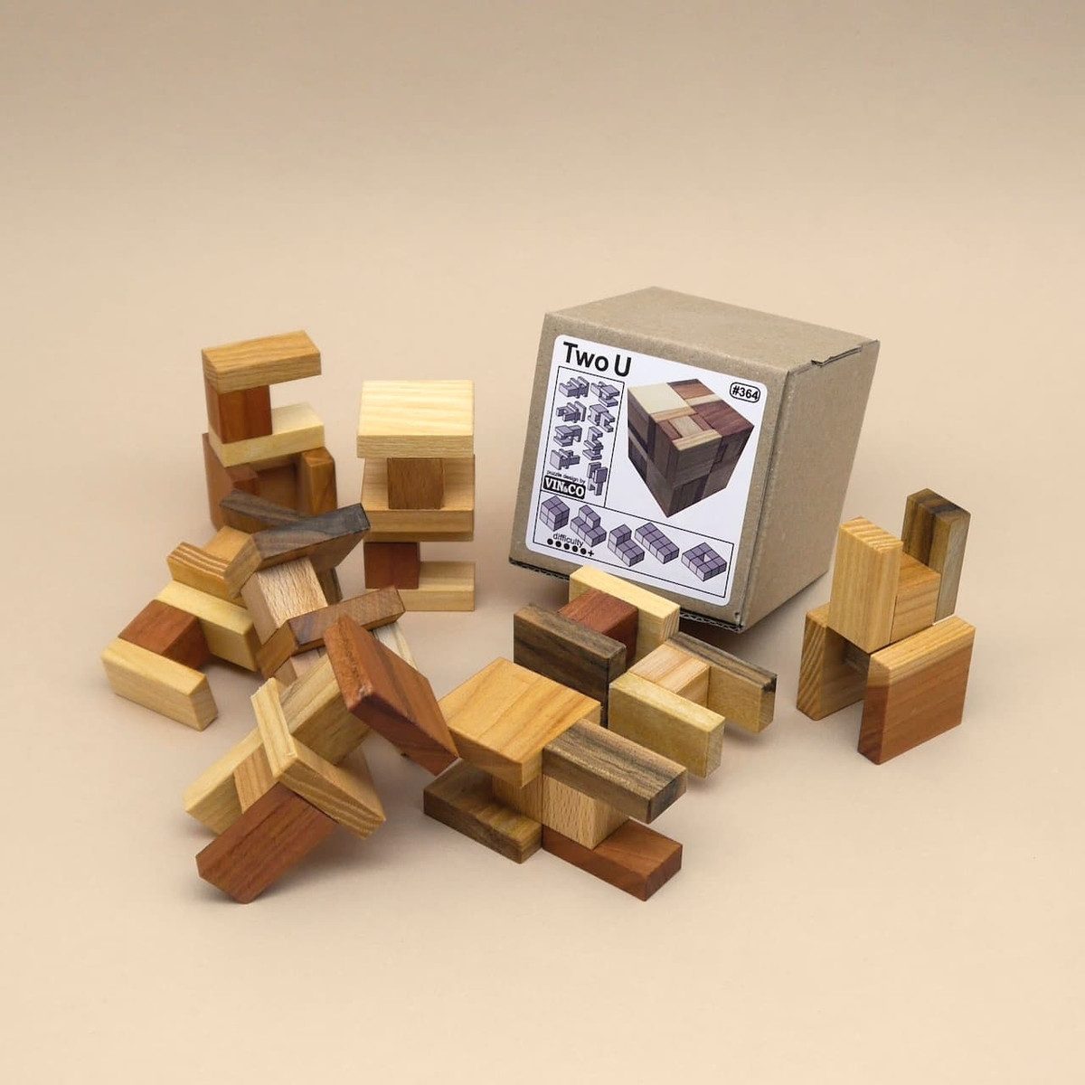 ROMBOL Denkspiele Spiel TWO U - schwieriges Interlocking-Puzzle, Knobelspiel, Denkspiel