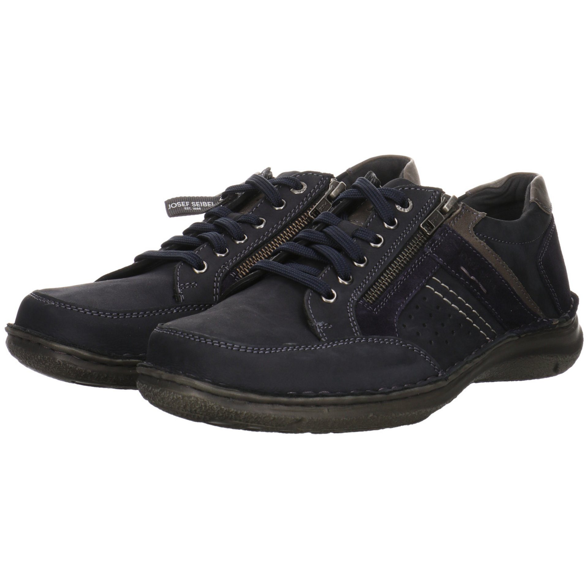 Seibel Josef Schnürschuh 87 Herren Blau Lederkombination Schnürhalbschuhe (indigo-kombi) Schnürschuh Anvers