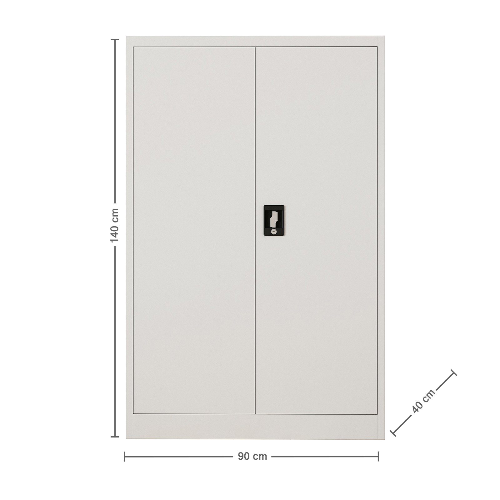 Aktenschrank 3 Schloss Midori mit | Flügeltürenschrank grau Büroschrank (1-St) Einlegeböden grau abschließbar Mehrzweckschrank Stahlschrank