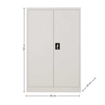 Midori Aktenschrank (1-St) Büroschrank mit Schloss Stahlschrank abschließbar Flügeltürenschrank 3 Einlegeböden Mehrzweckschrank