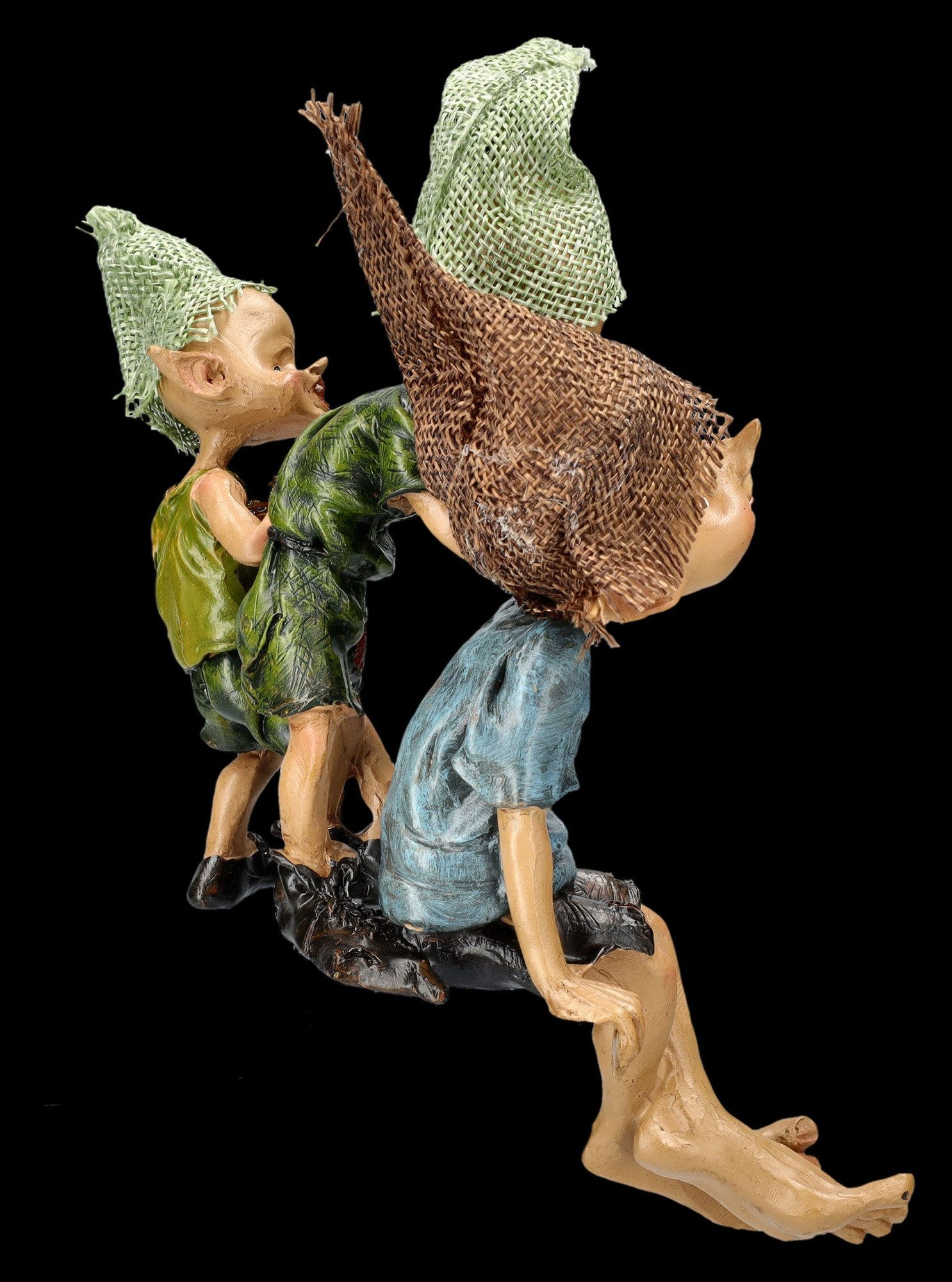 Figuren Shop GmbH Dekofigur Pixie Kobold Figur - Kantenhocker Flüsterpost - Kinder Kobolde spielen – Bild 5 von 5