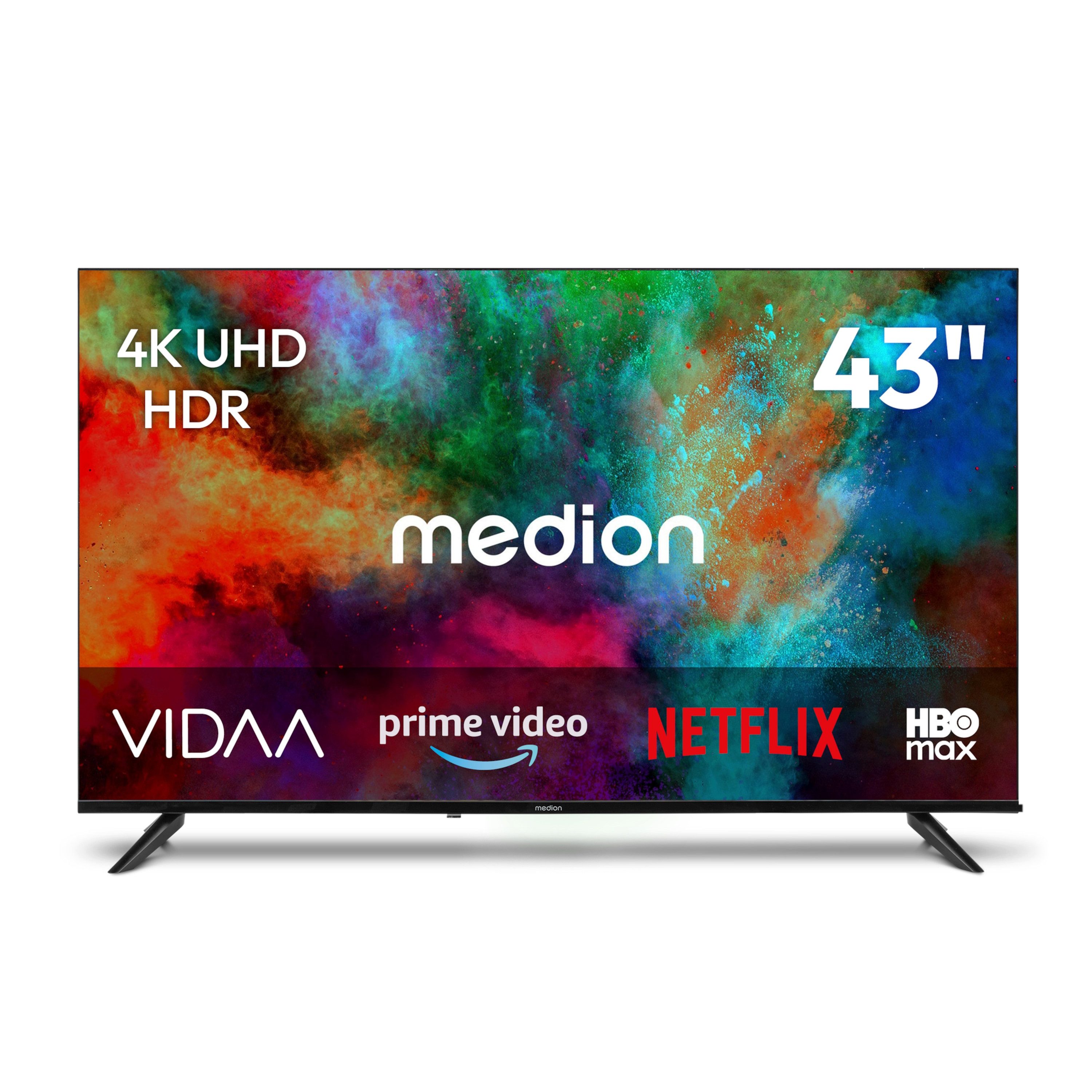 Medion® MD843201 LCD-LED Fernseher (108 cm/43 Zoll, 4K Ultra HD, Smart-TV, Netflix, HBO Max, Prime Video, Disney+, Magenta TV, AppleTV, WOW)