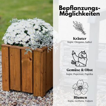 Coemo Hochbeet, Blumenkasten RIGA Holz mit Pflanzfolie Übertopf Pflanztopf