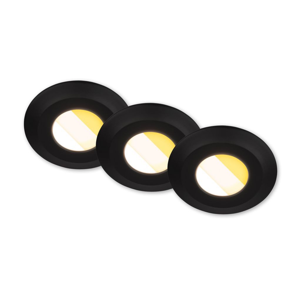 Briloner Leuchten LED Einbaustrahler 7588035, LED fest integriert, 2700K - Extra-Warmweiß, LED Einbauleuchten Bad 90x30 mm Schwarz je 4,9W Badezimmer Feuchtraum