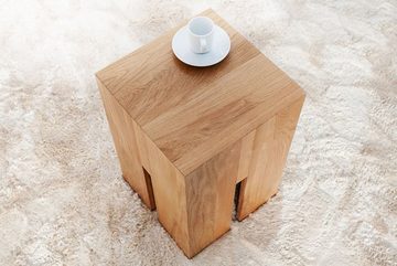 Licht-Erlebnisse Couchtisch ROLIA, Beistelltisch Holz Wildeiche 30 x 45 x 30 cm Hocker Ablage Couchtisch