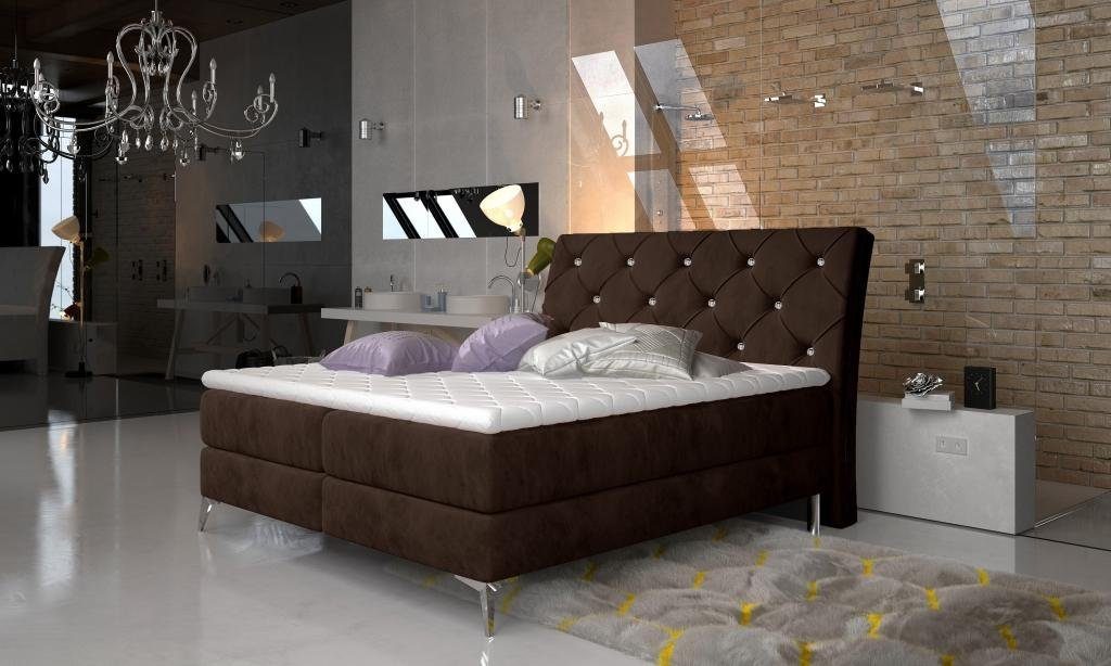 JVmoebel Bett Bett Textil Polster Doppel Design Barock Modern Stil braun