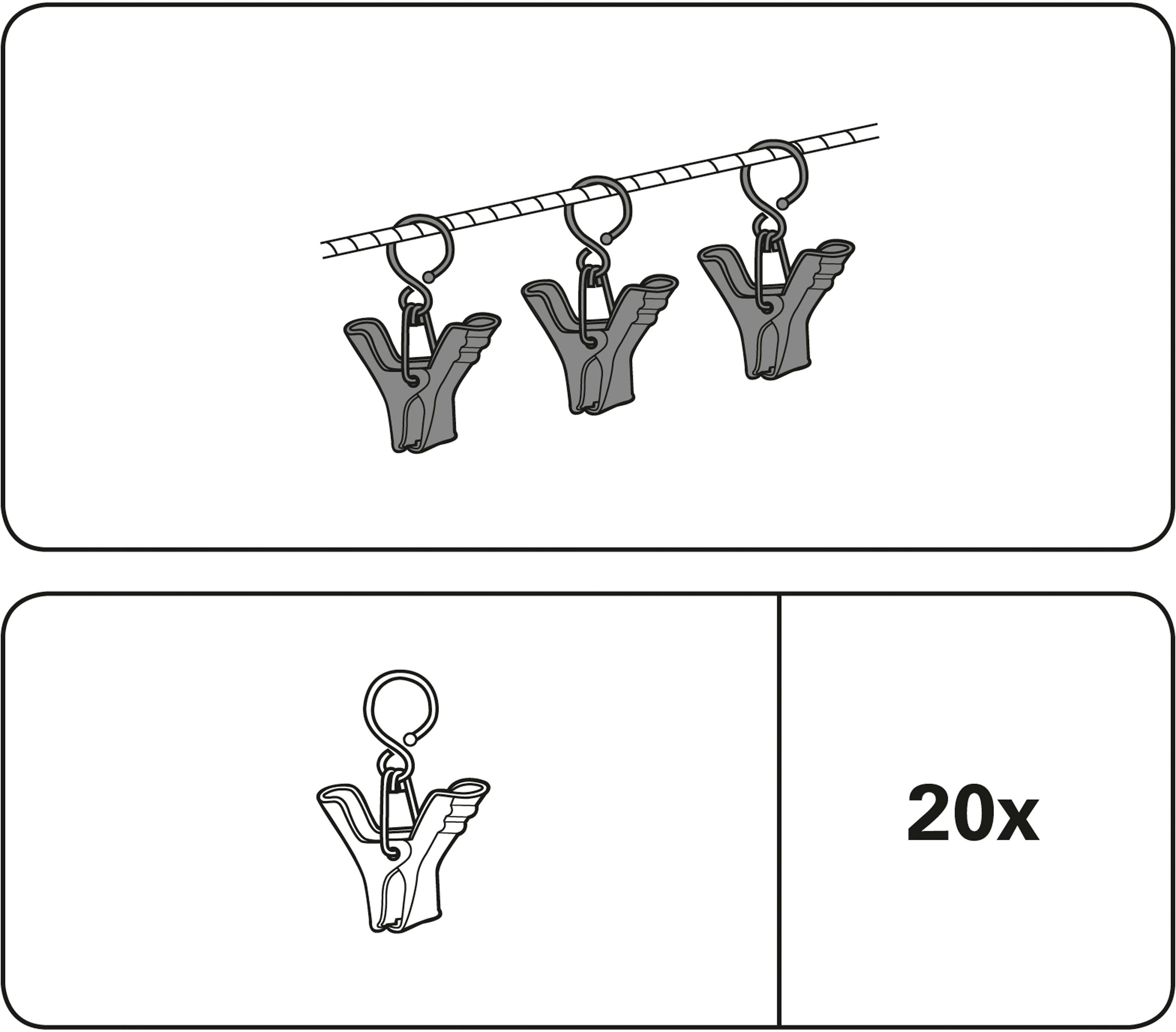 Seilspanngarnituren, Seilspanngarnitur GARDINIA, Seilklammern, (Packung, 20-St), schwarz/matt Serie