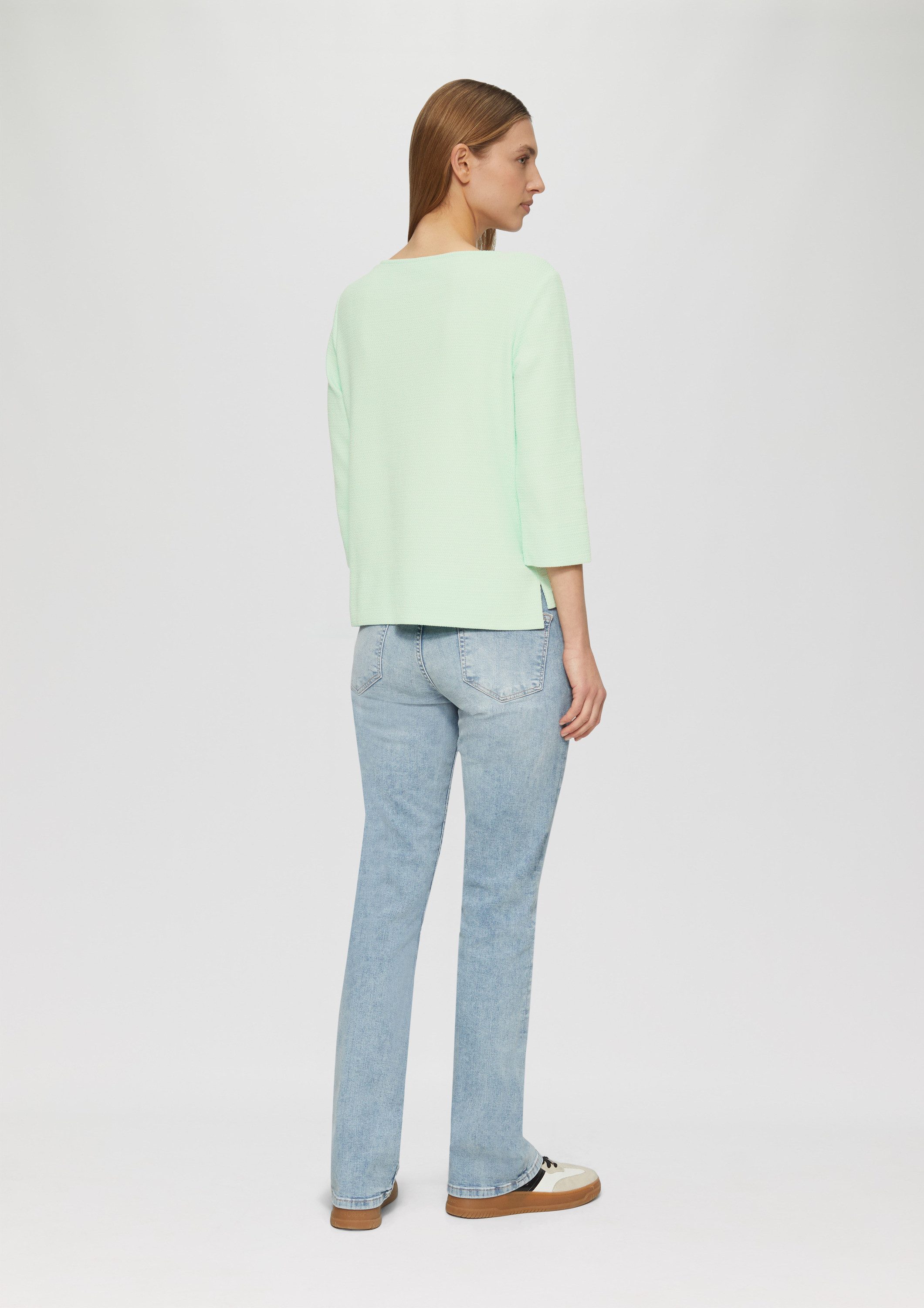 s.Oliver 3/4 Arm-Pullover Sweatshirt Strukturiertes Sweatshirt aus Baumwollmix mit 3/4-Ärmeln