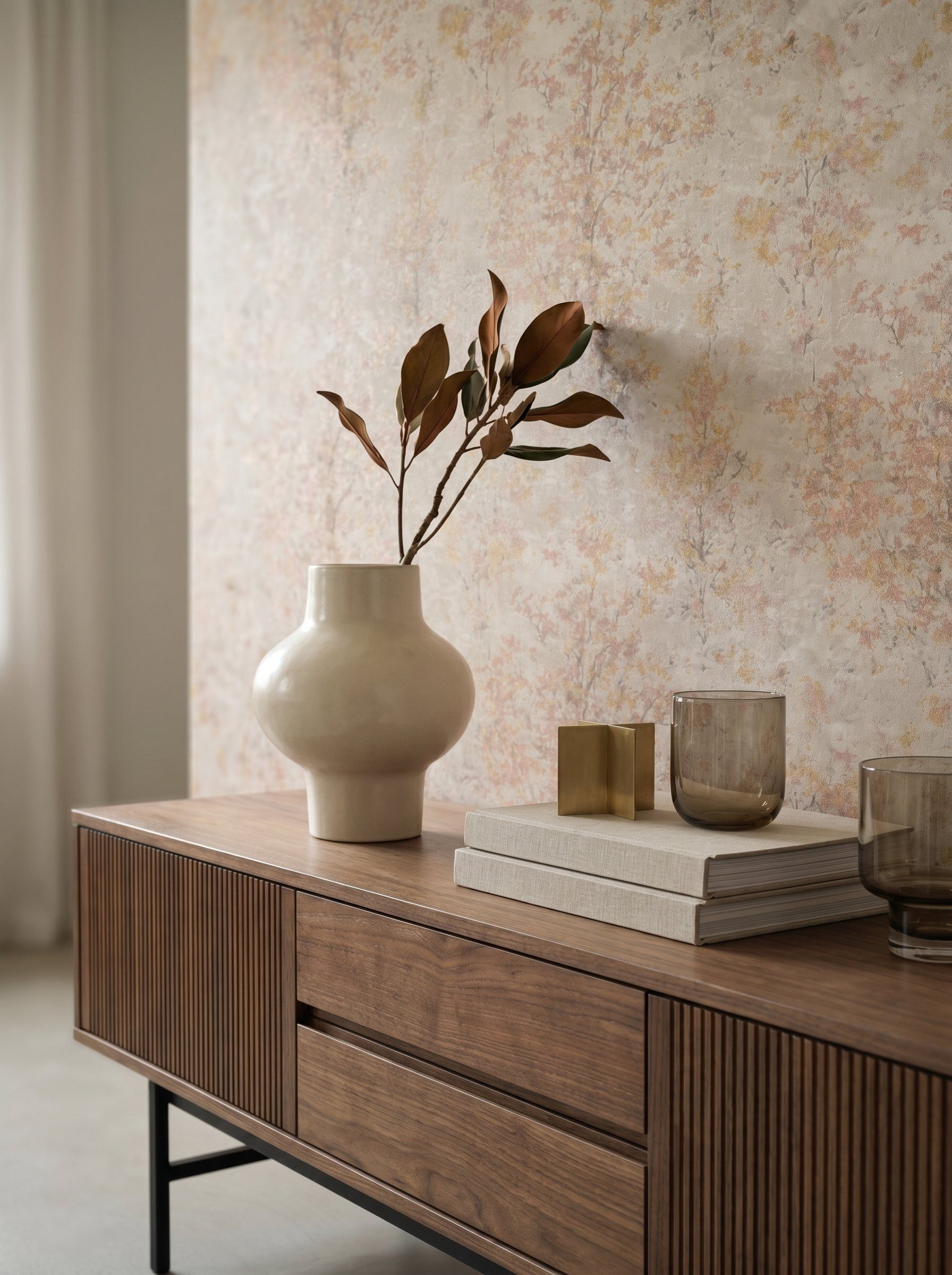 Newroom Vliestapete Jelmira Beige Grau Tapete Vliestapete Blumen, Floral, Blumenranke, strukturiert, Mustertapete