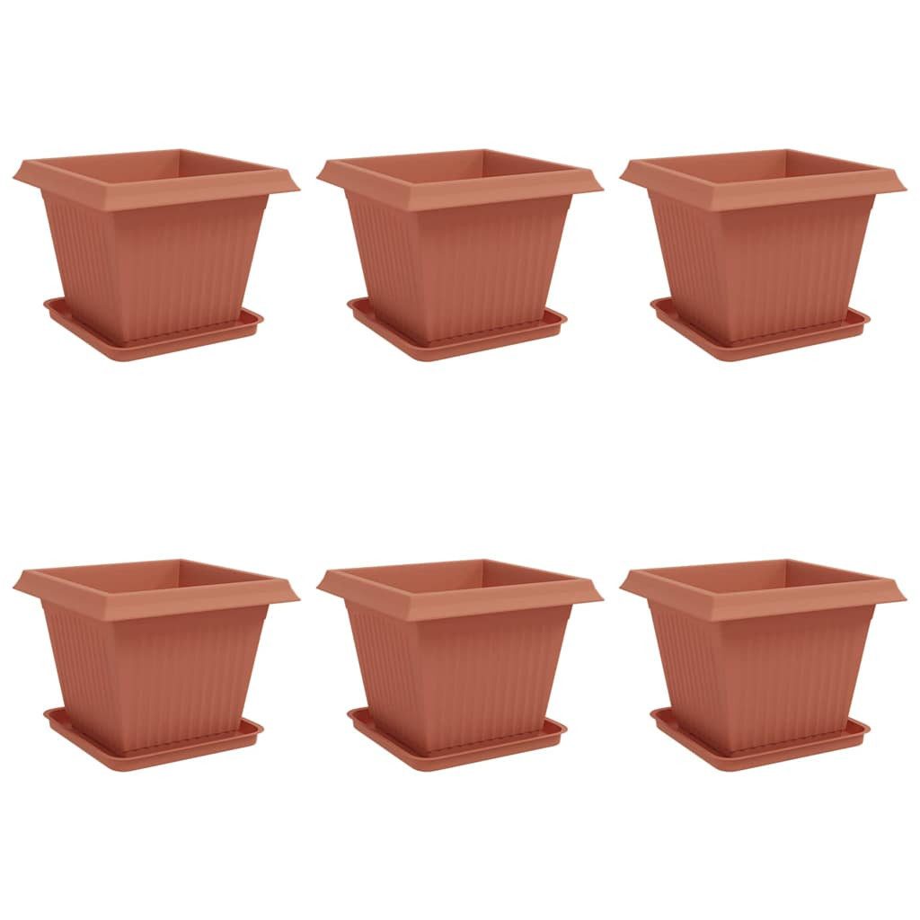 vidaXL Blumentopf Blumentöpfe 6 pcs Ziegelrot 43 x 43 x 33,5 cm Kunststoff (6 St)