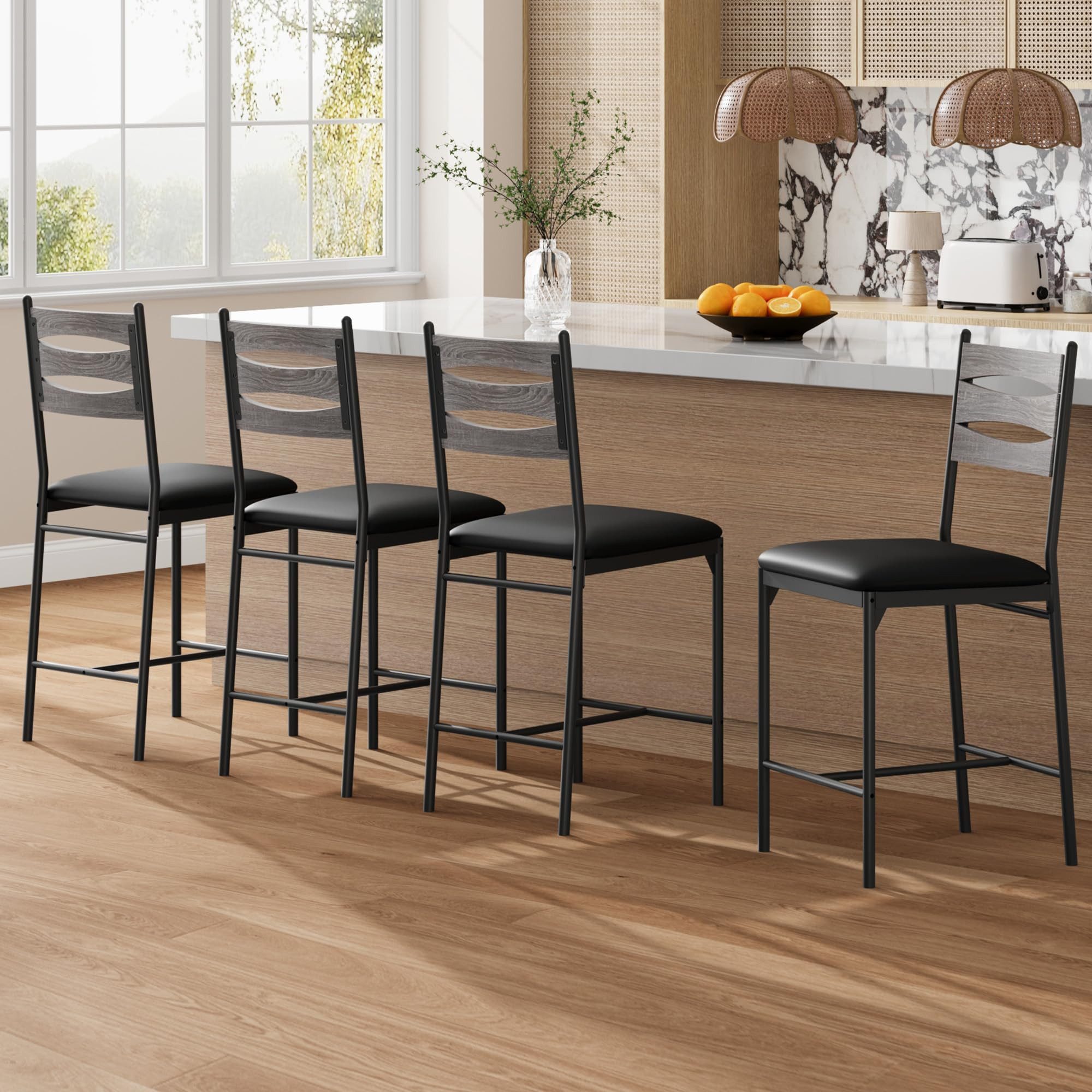 GarveeMore Barhocker Barstuhl 4er Set Bistrostuhl Küchenhocker Grau