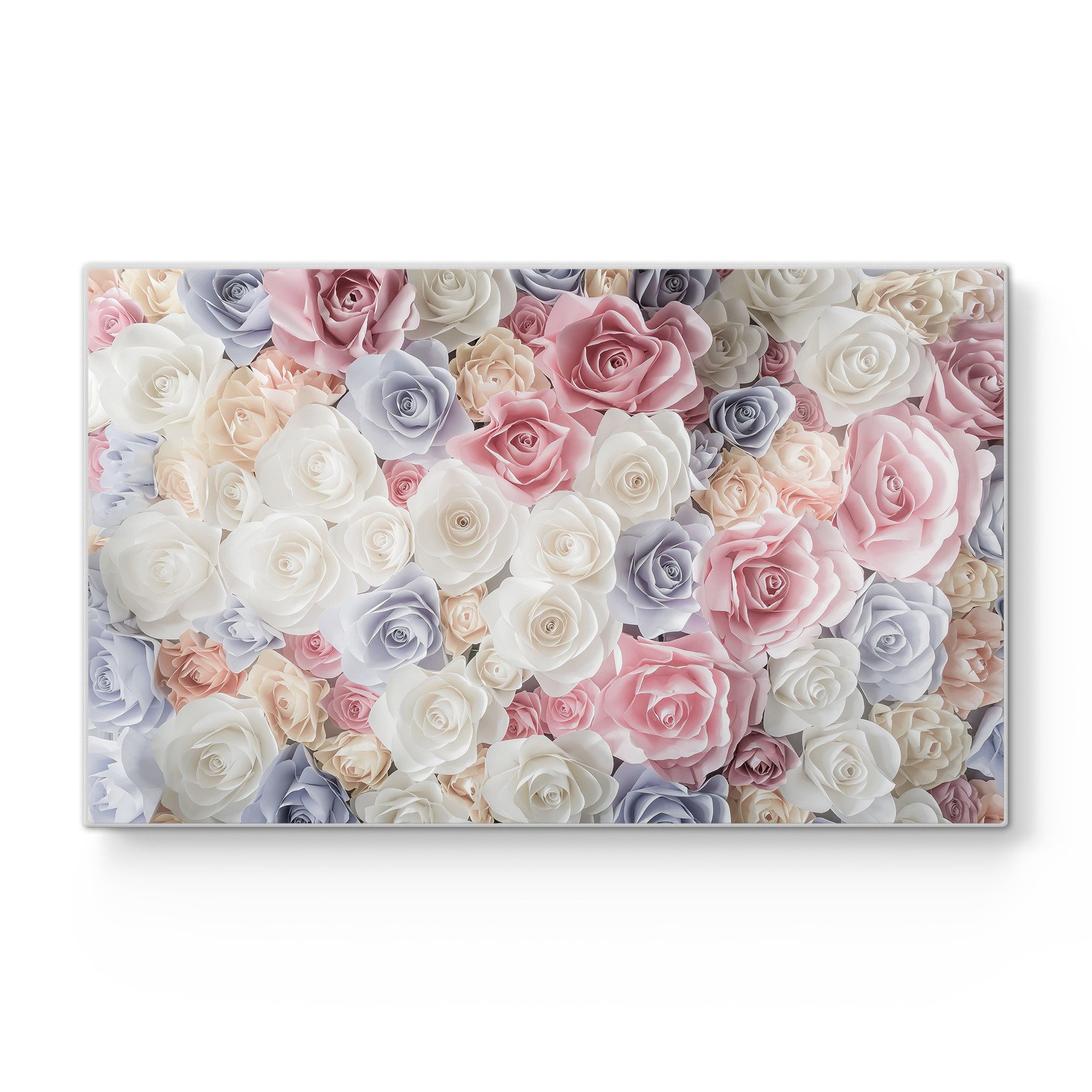 DEQORI Schneidebrett 'Sanfte Pastell Rosen', Glas, Platte Frühstücksbrett Schneideplatte